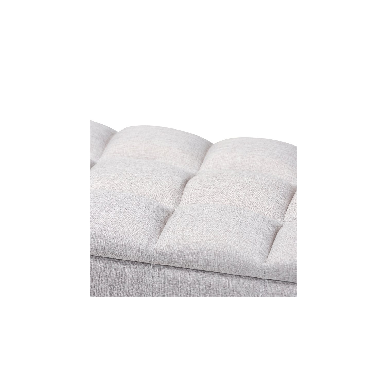 Baxton Studio Brett Tufted Fabric and Wood Storage Ottoman in Gray Beige