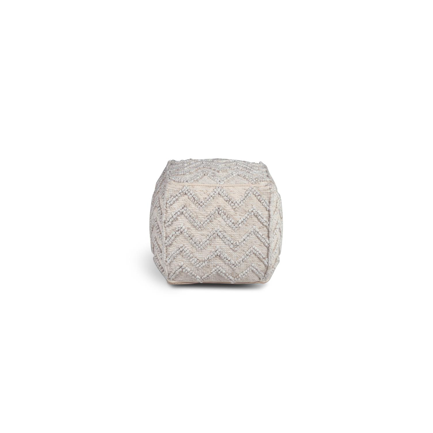 Steve Silver Kenzari Square Zigzag Handwoven Ivory Wool Pouf