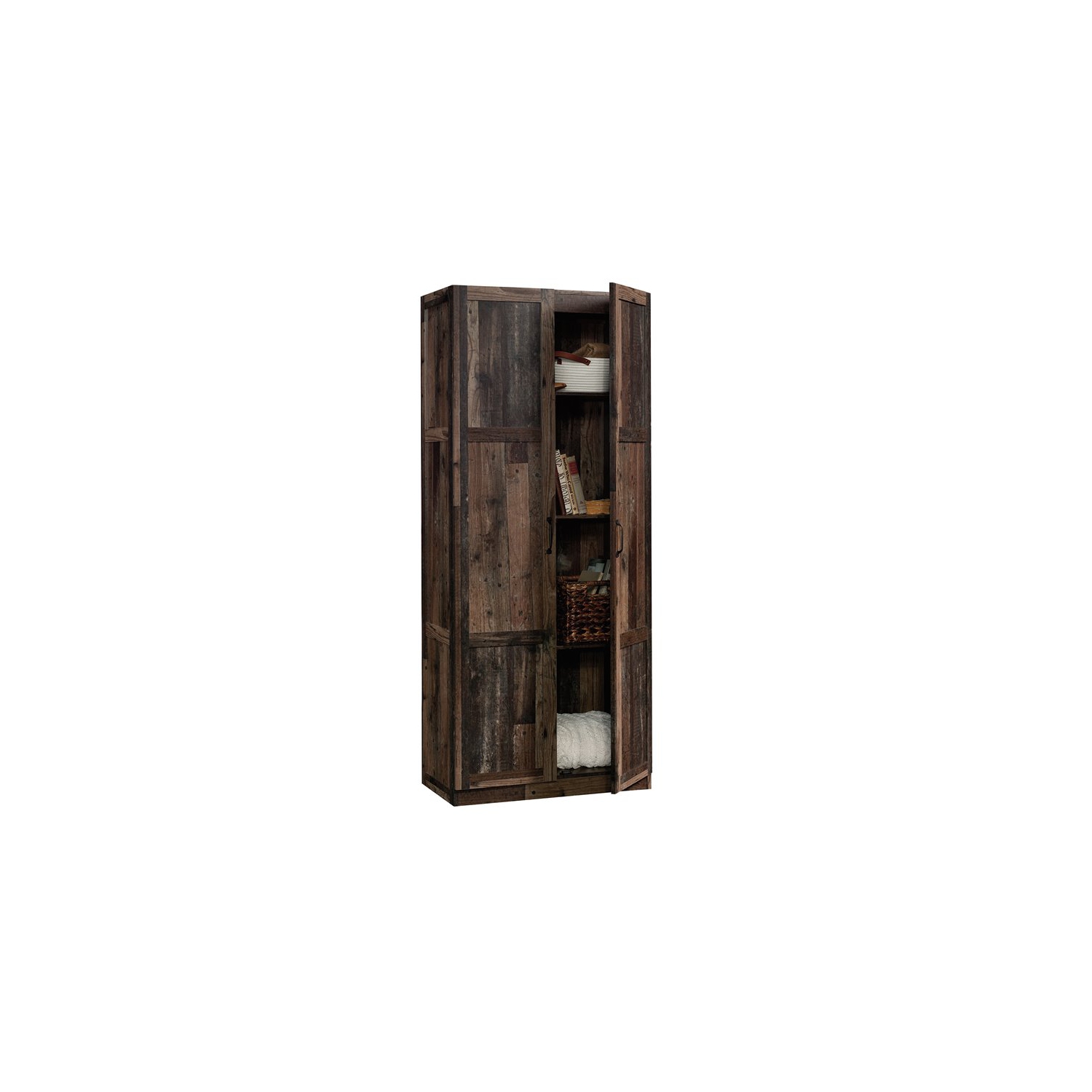 Sauder Select Engineered Wood 2 Door Storage Cabinet in Reclaimed Pine/Brown