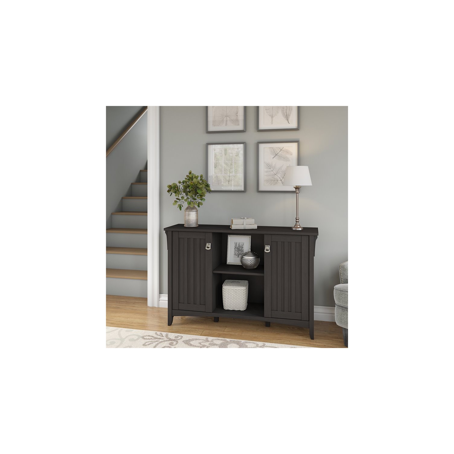Salinas Accent Storage Cabinet with Doors in Vintage Black - Engineered Wood
