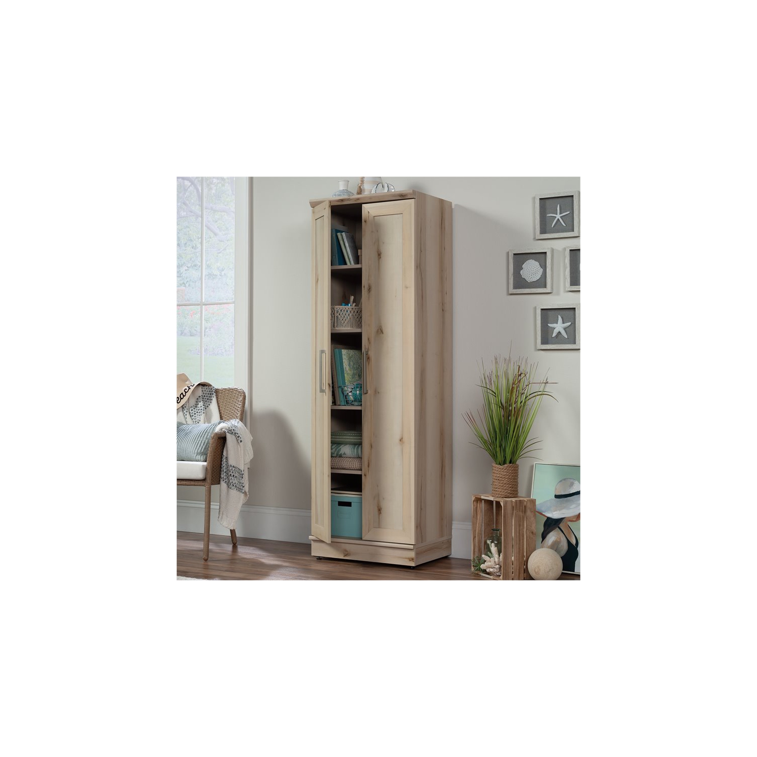 Sauder HomePlus Wooden Storage Cabinet in Pacific Maple