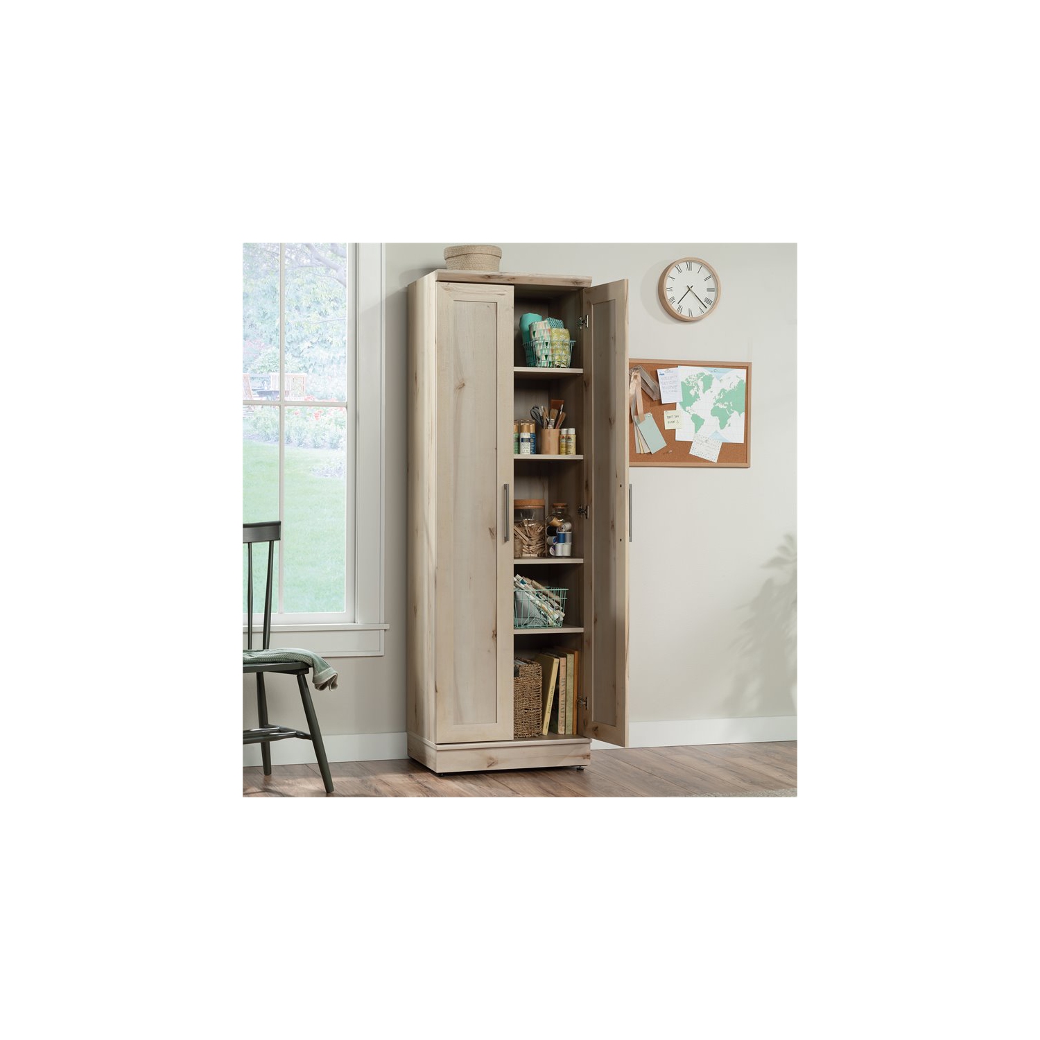 Sauder HomePlus Wooden Storage Cabinet in Pacific Maple