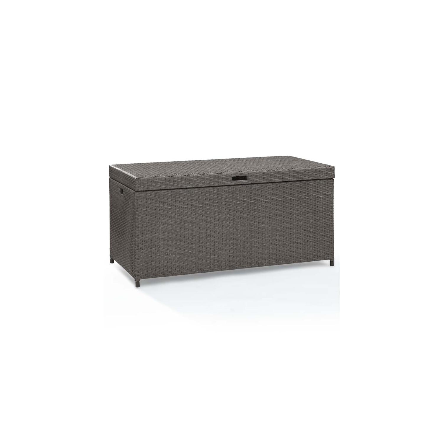 Pemberly Row Wicker Patio Deck Box in Weathered Gray