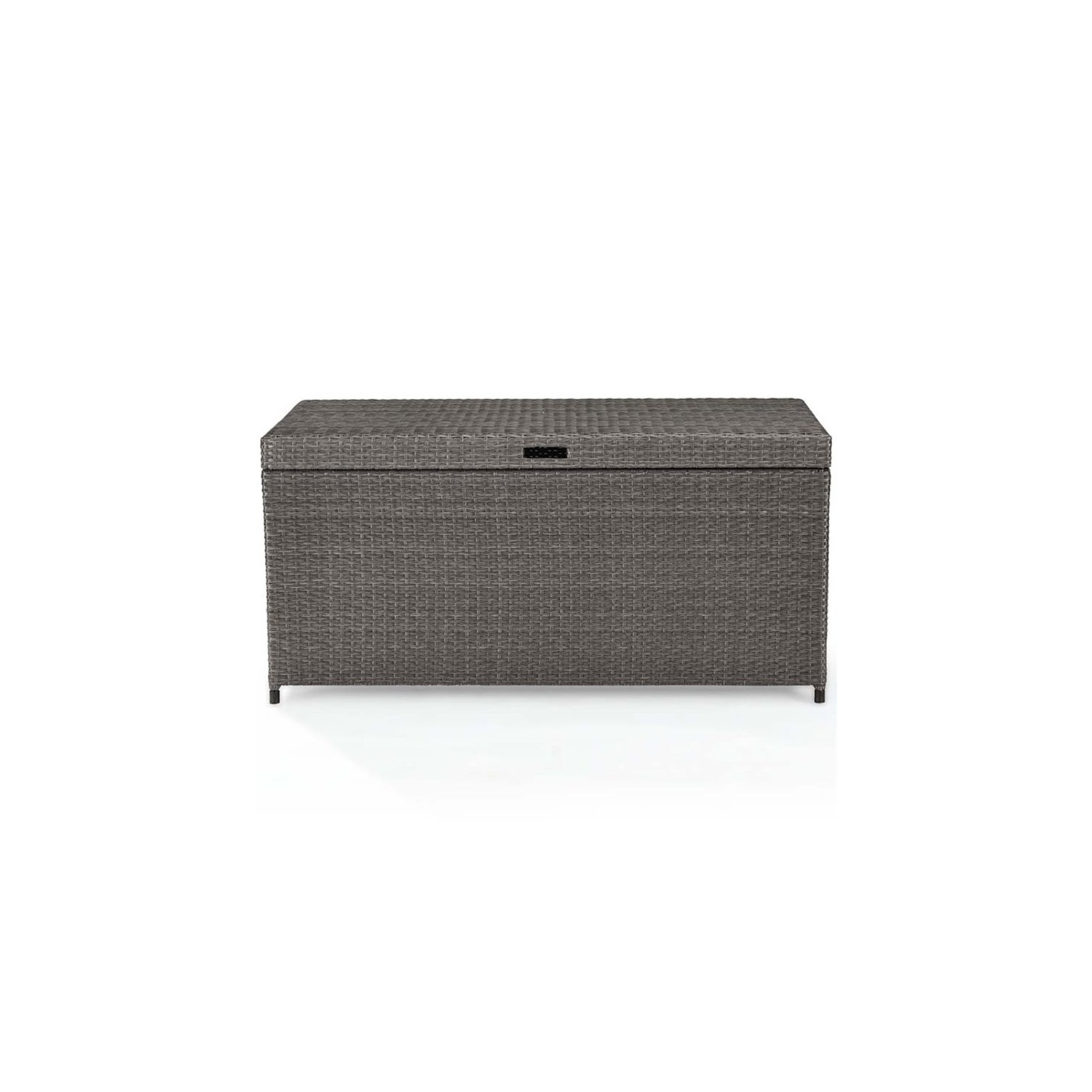Pemberly Row Wicker Patio Deck Box in Weathered Gray