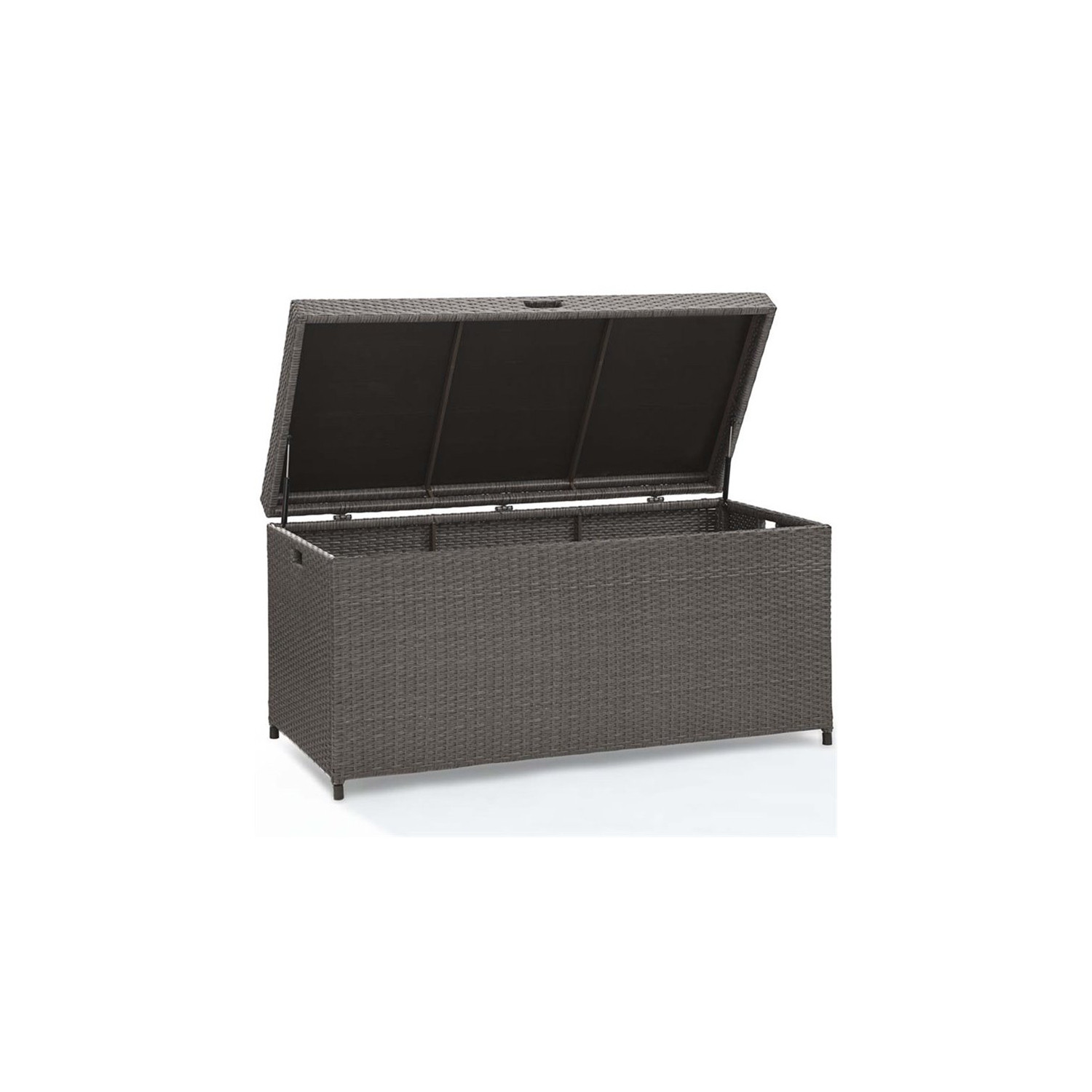 Pemberly Row Wicker Patio Deck Box in Weathered Gray