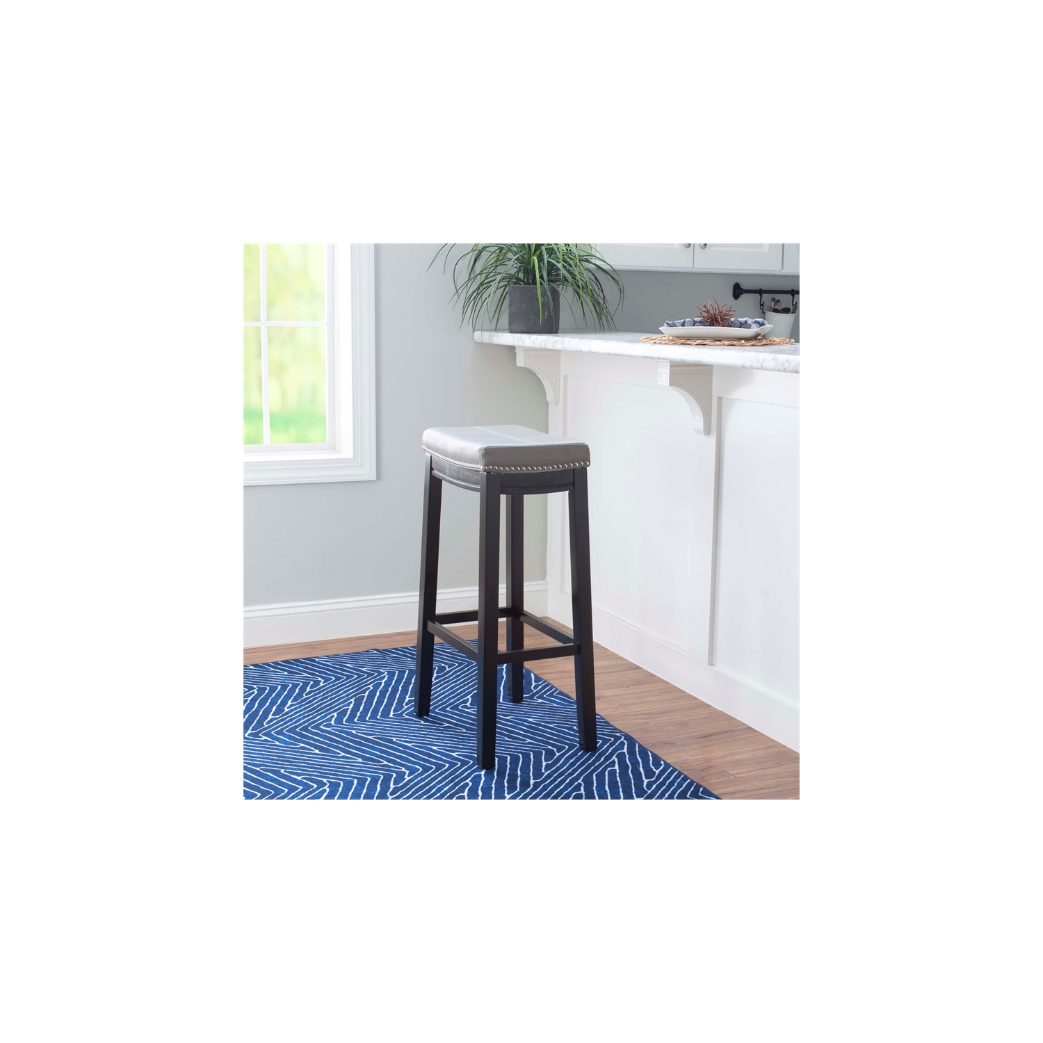 Linon Claridge 32" Wood Bar Stool in Gray