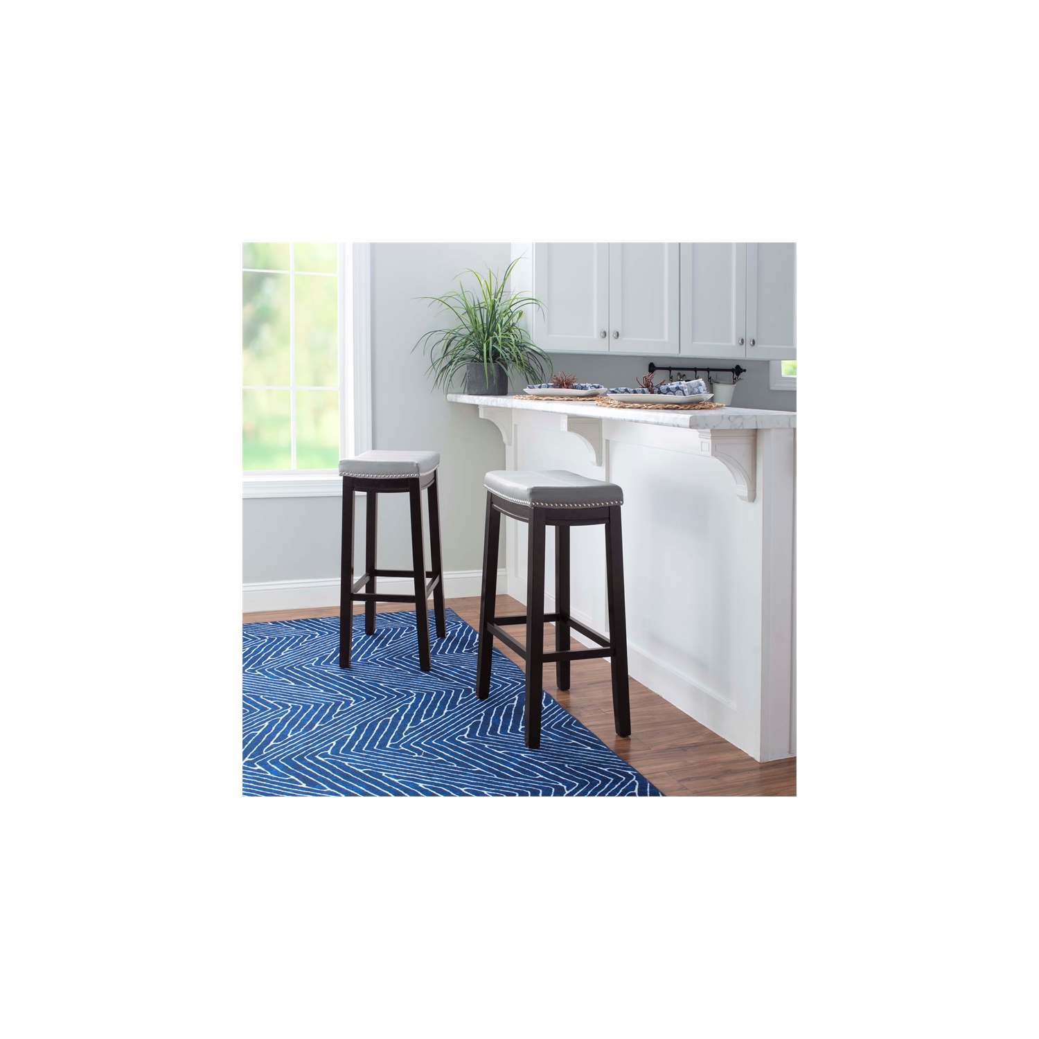 Linon Claridge 32" Wood Bar Stool in Gray