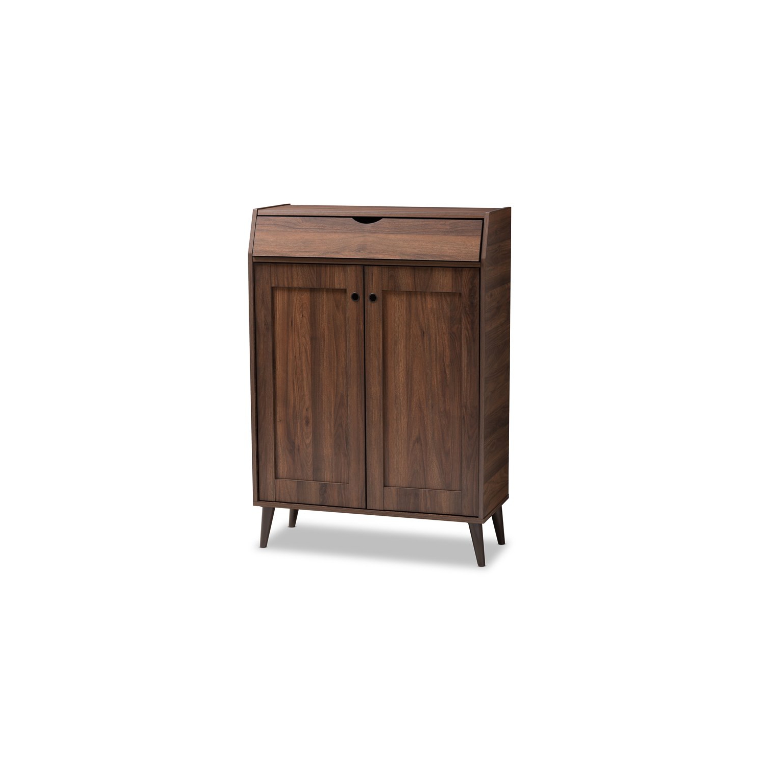 Baxton Studio Cormier Walnut Brown finished 2-Door Wood Shoe Cabinet
