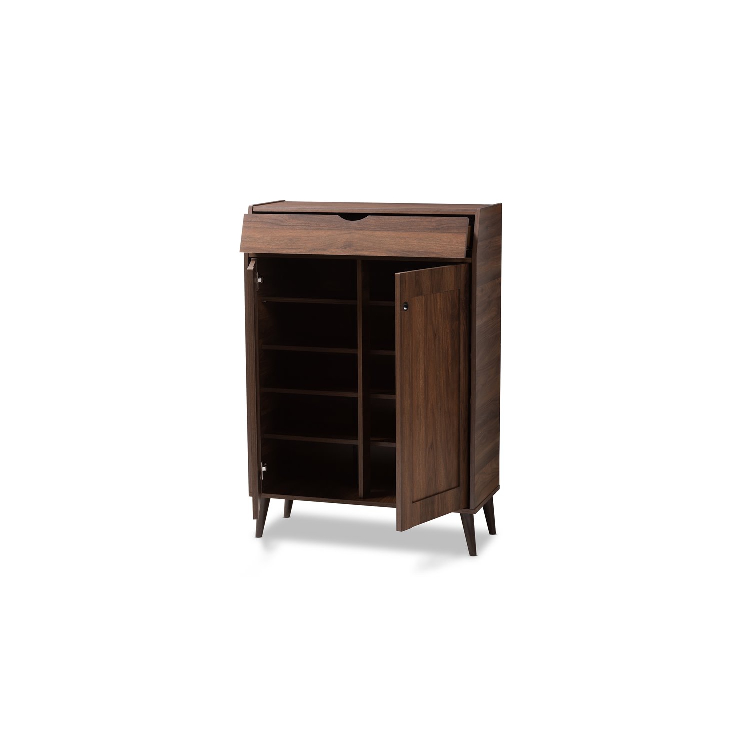 Baxton Studio Cormier Walnut Brown finished 2-Door Wood Shoe Cabinet