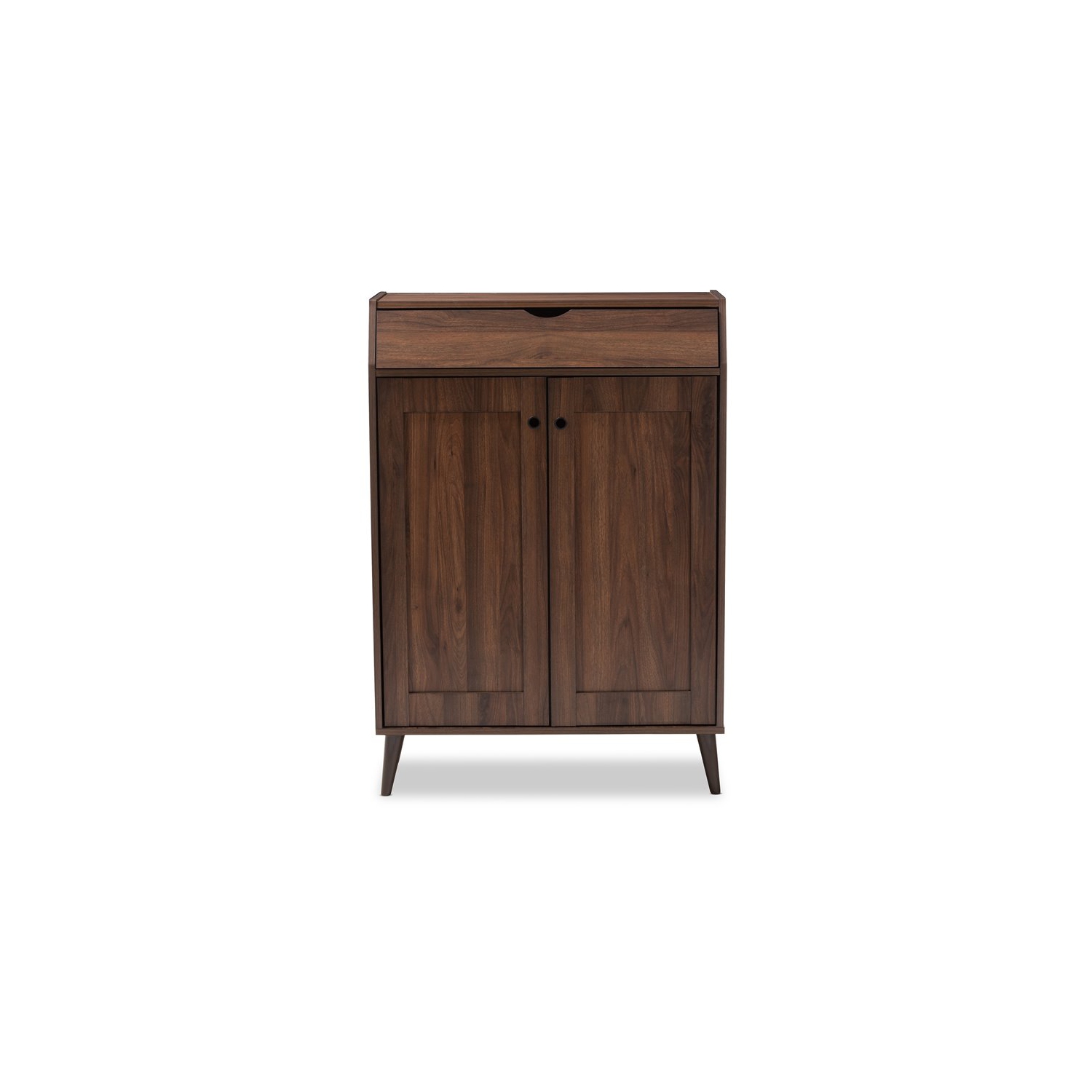 Baxton Studio Cormier Walnut Brown finished 2-Door Wood Shoe Cabinet