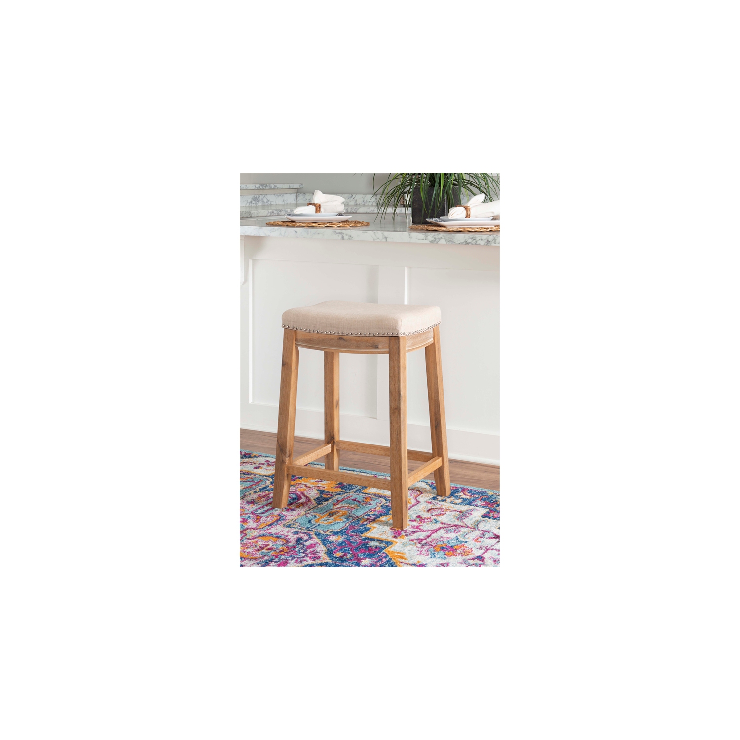 Tabouret de comptoir en bois d’acacia de 26 po Claridge de Linon, brun rustique