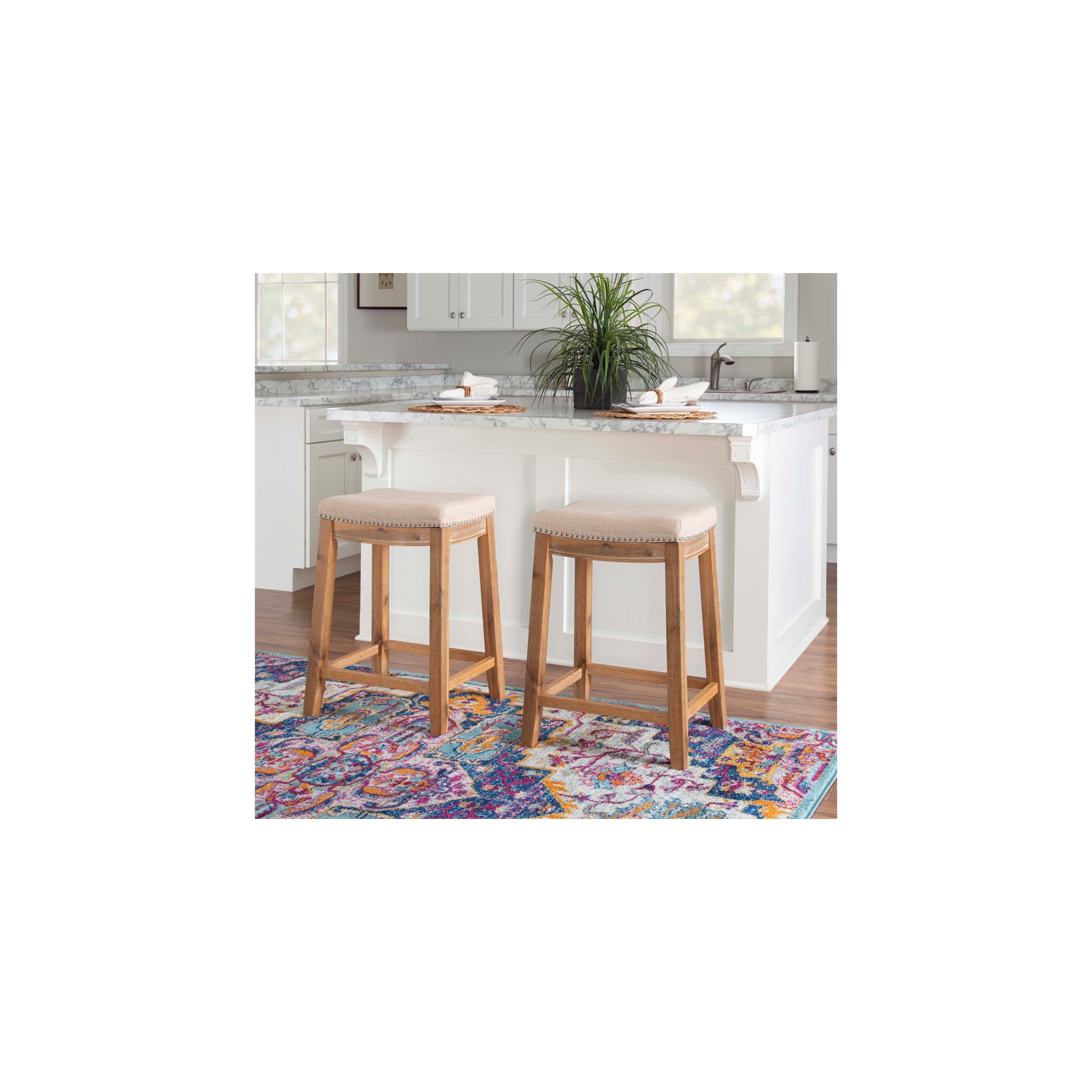 Tabouret de comptoir en bois d’acacia de 26 po Claridge de Linon, brun rustique