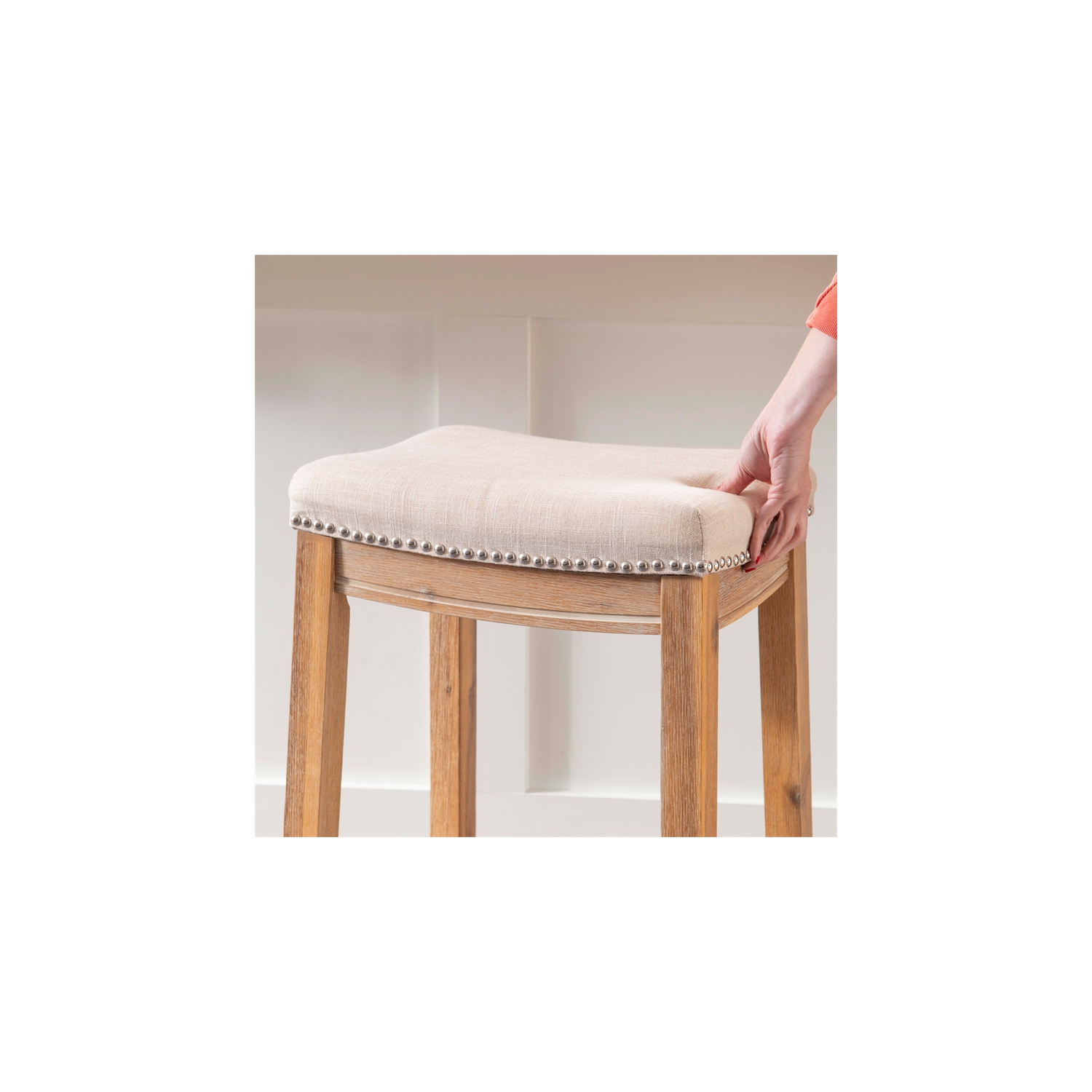 Tabouret de comptoir en bois d’acacia de 26 po Claridge de Linon, brun rustique