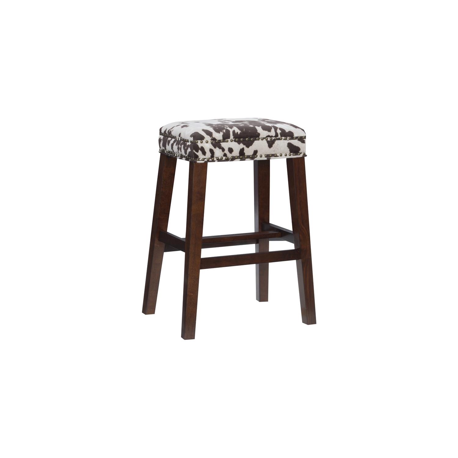 Linon Walt 30.5" Wood Cow Print Bar Stool in Brown