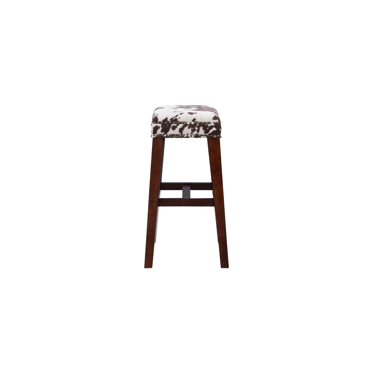 Linon Walt 30.5" Wood Cow Print Bar Stool in Brown