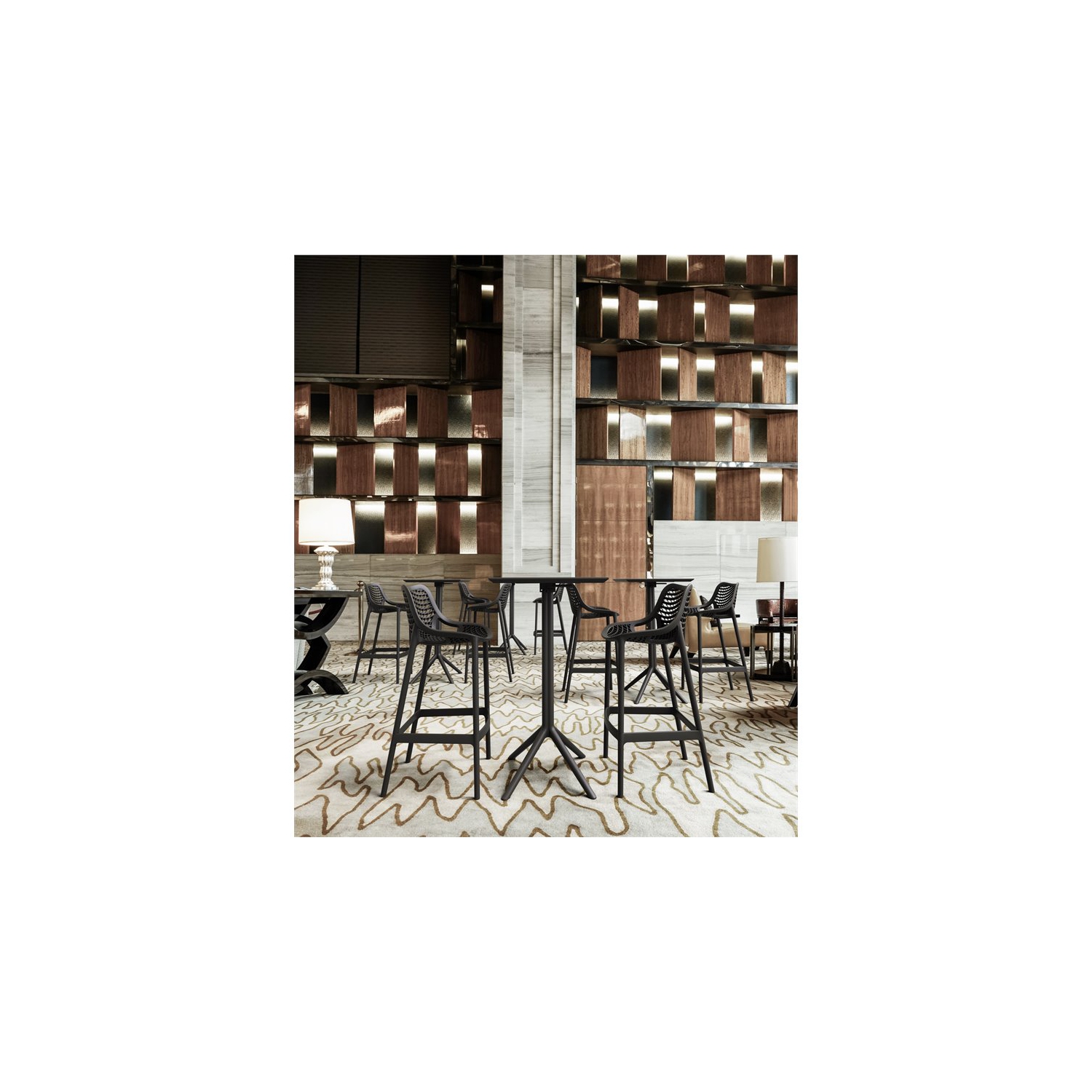 Sky 24 inch Square Folding Bar Table in Black finish