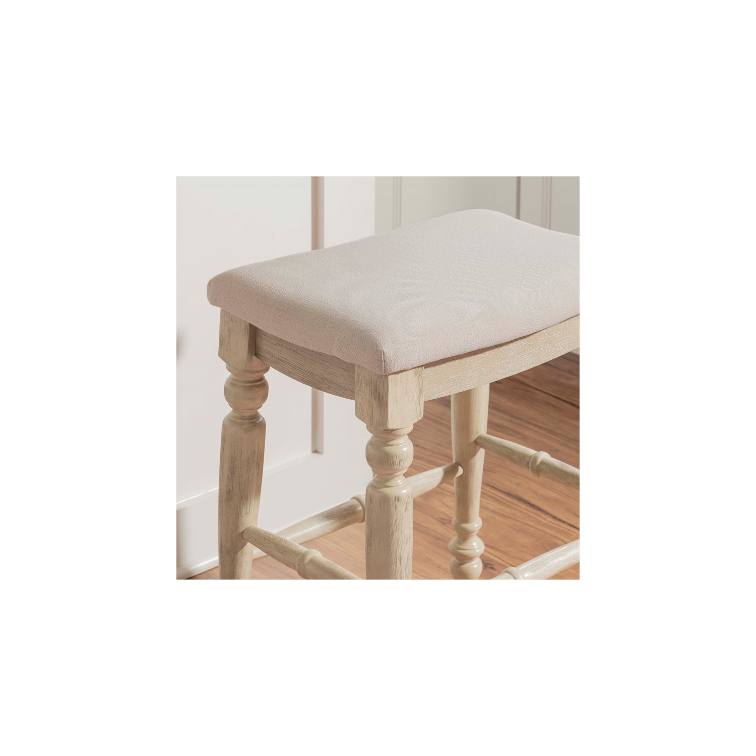 Tabouret de comptoir sans dossier en bois 25 po Marino de Linon - Blanc délavé