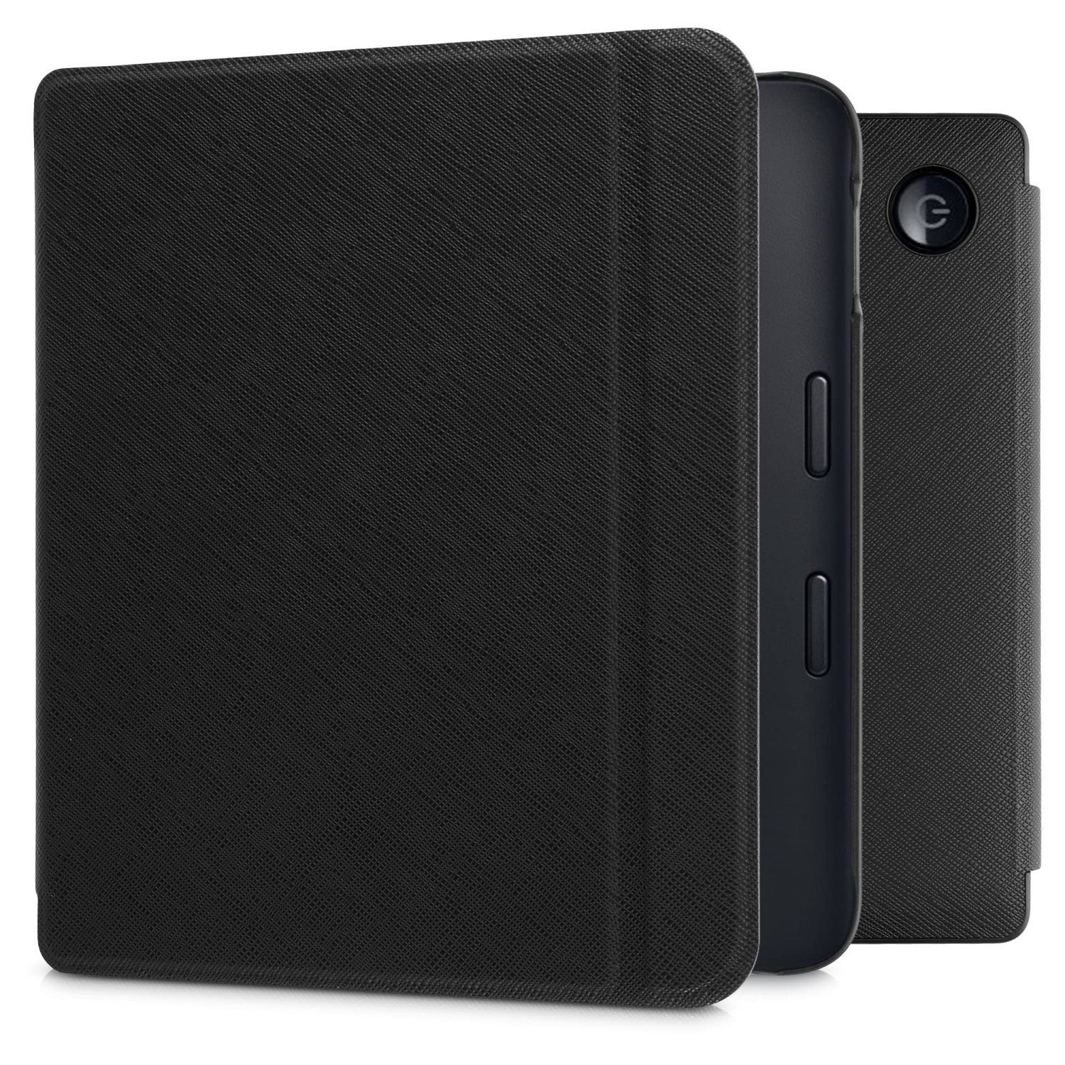 kwmobile Case Compatible with Kobo Libra 2 - Book Style PU Leather e-Reader Cover Folio Case - Black