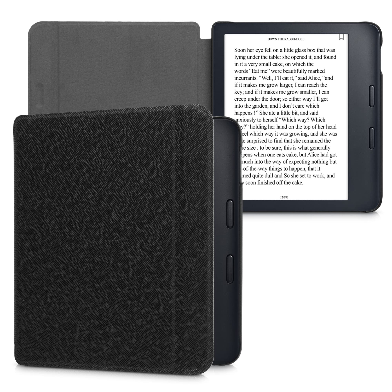 kwmobile Case Compatible with Kobo Libra 2 - Book Style PU Leather e-Reader Cover Folio Case - Black