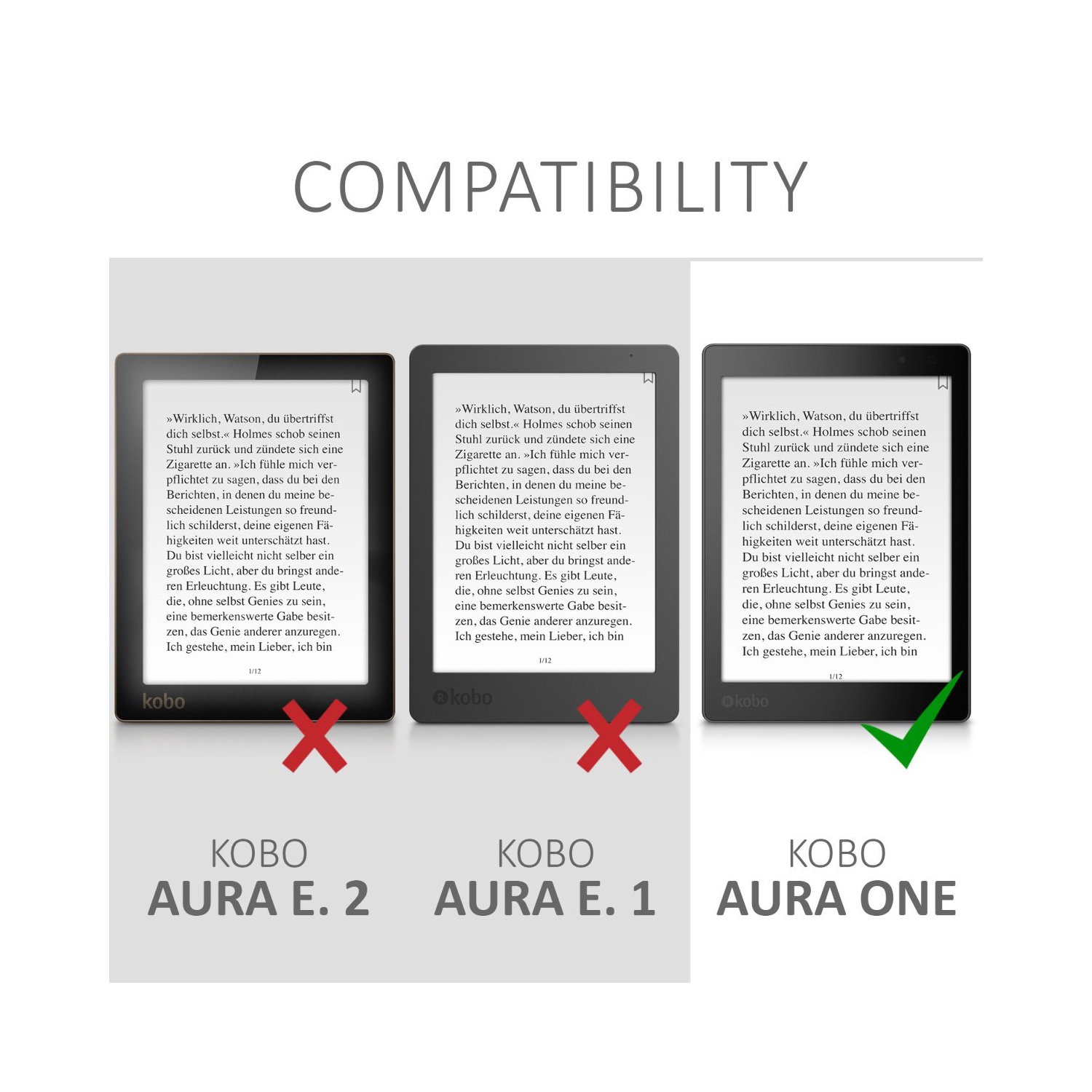 kwmobile Case Compatible with Kobo Aura ONE - PU Leather and Canvas e-Reader Cover - Anthracite/Black