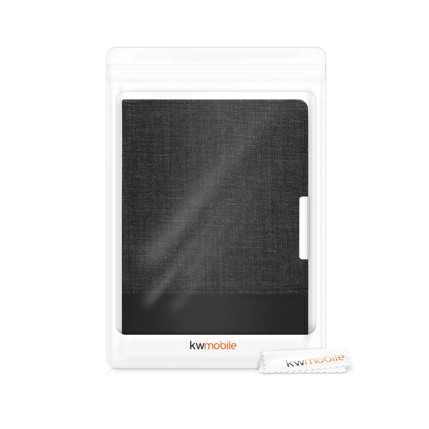 kwmobile Case Compatible with Kobo Aura ONE - PU Leather and Canvas e-Reader Cover - Anthracite/Black