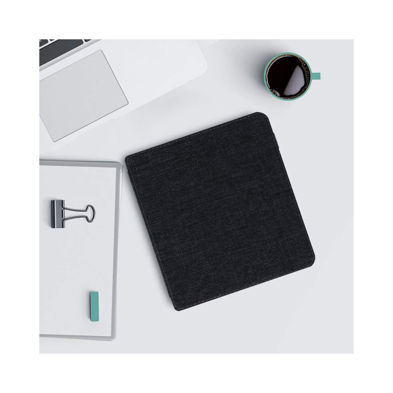 kwmobile Origami Case Compatible with Kobo Libra H2O - Slim Fabric Cover - Dark Grey