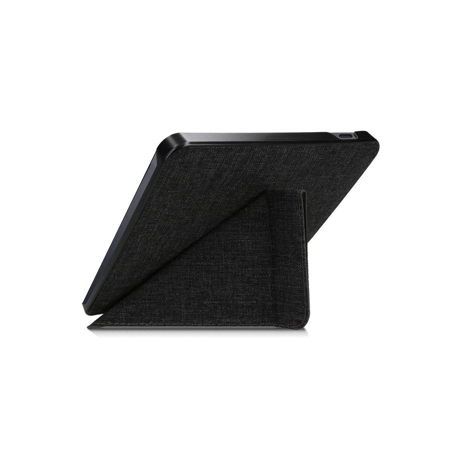 kwmobile Origami Case Compatible with Kobo Libra H2O - Slim Fabric Cover - Dark Grey