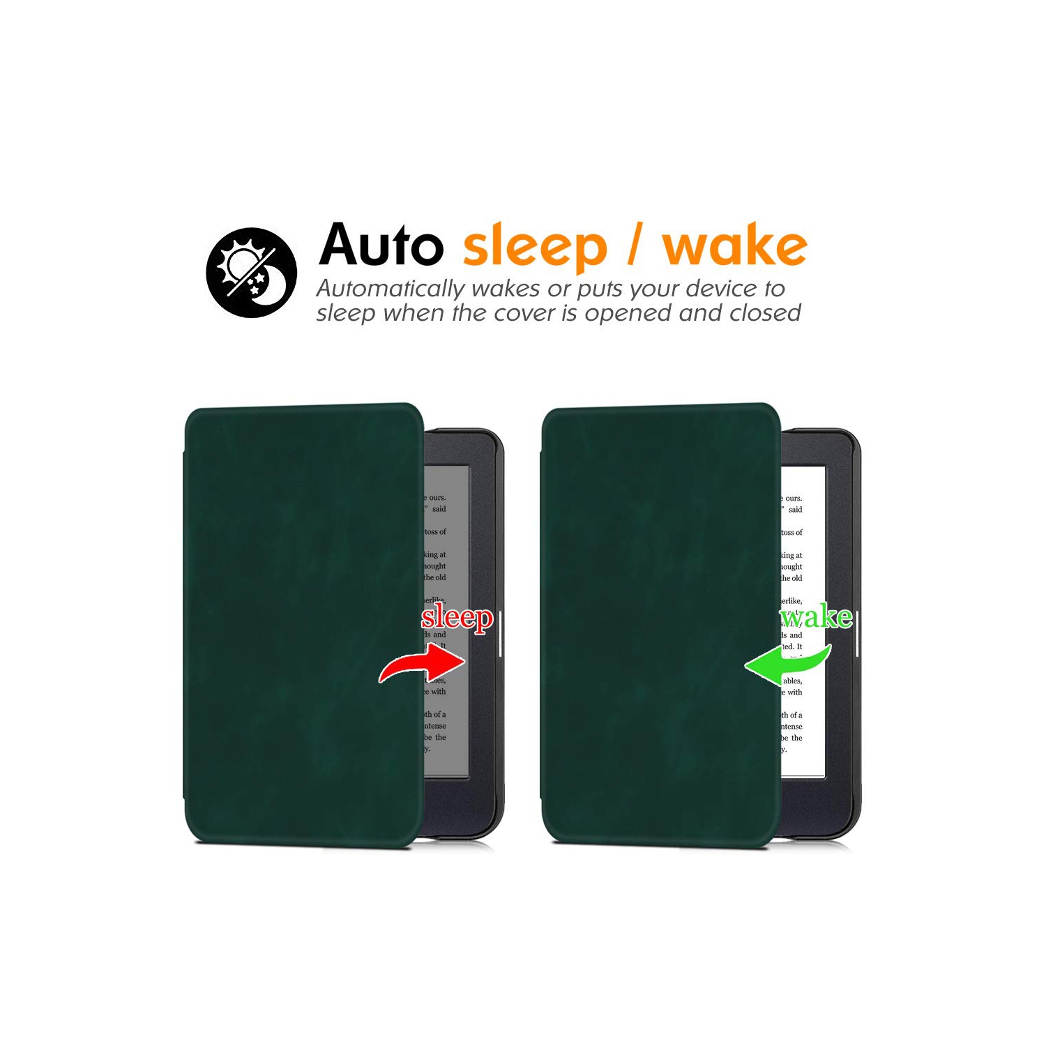 Slim Case for Kobo Clara HD - Premium PU Leather Book Folio Protective Cover with Auto Sleep & Wake (Dark Green)