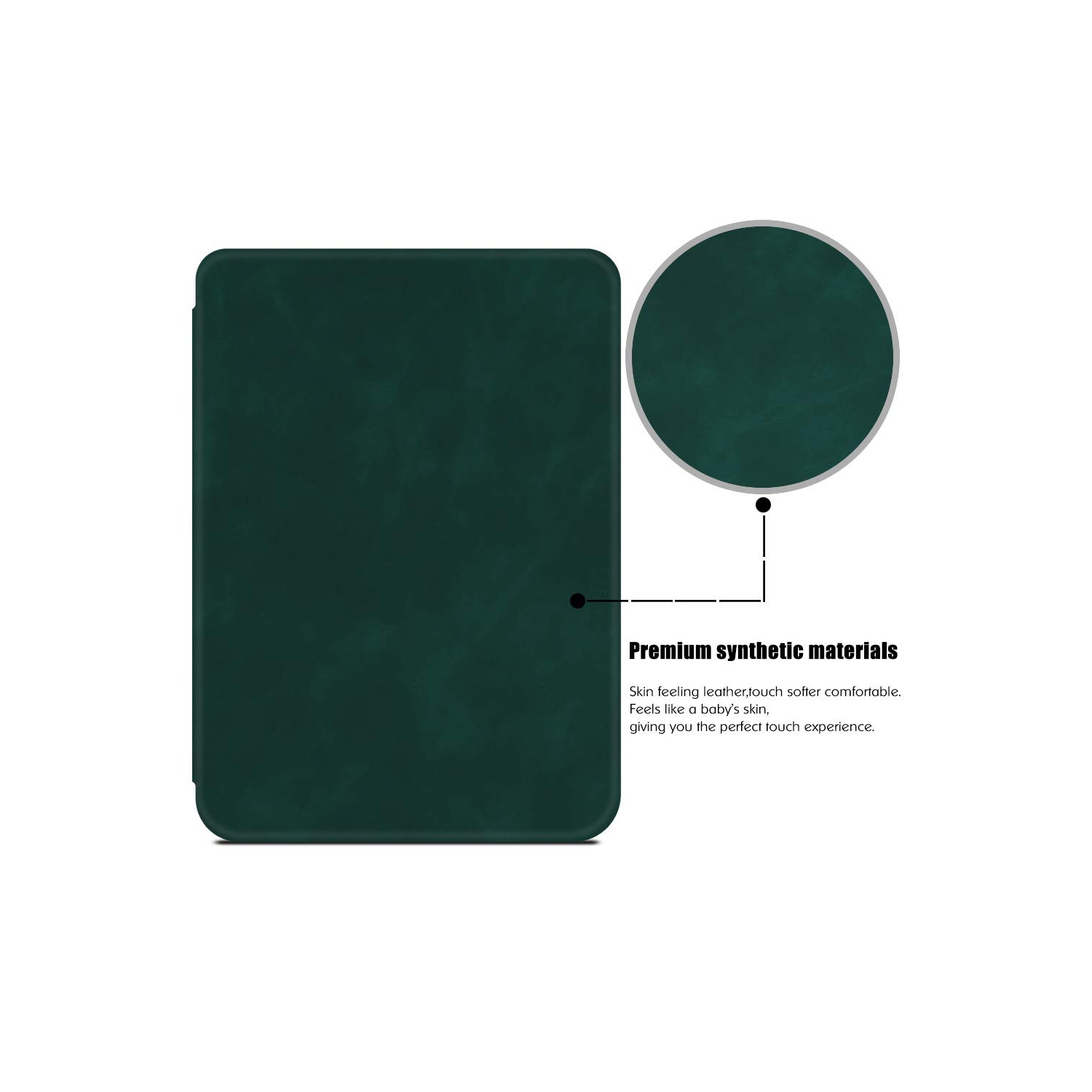 Slim Case for Kobo Clara HD - Premium PU Leather Book Folio Protective Cover with Auto Sleep & Wake (Dark Green)