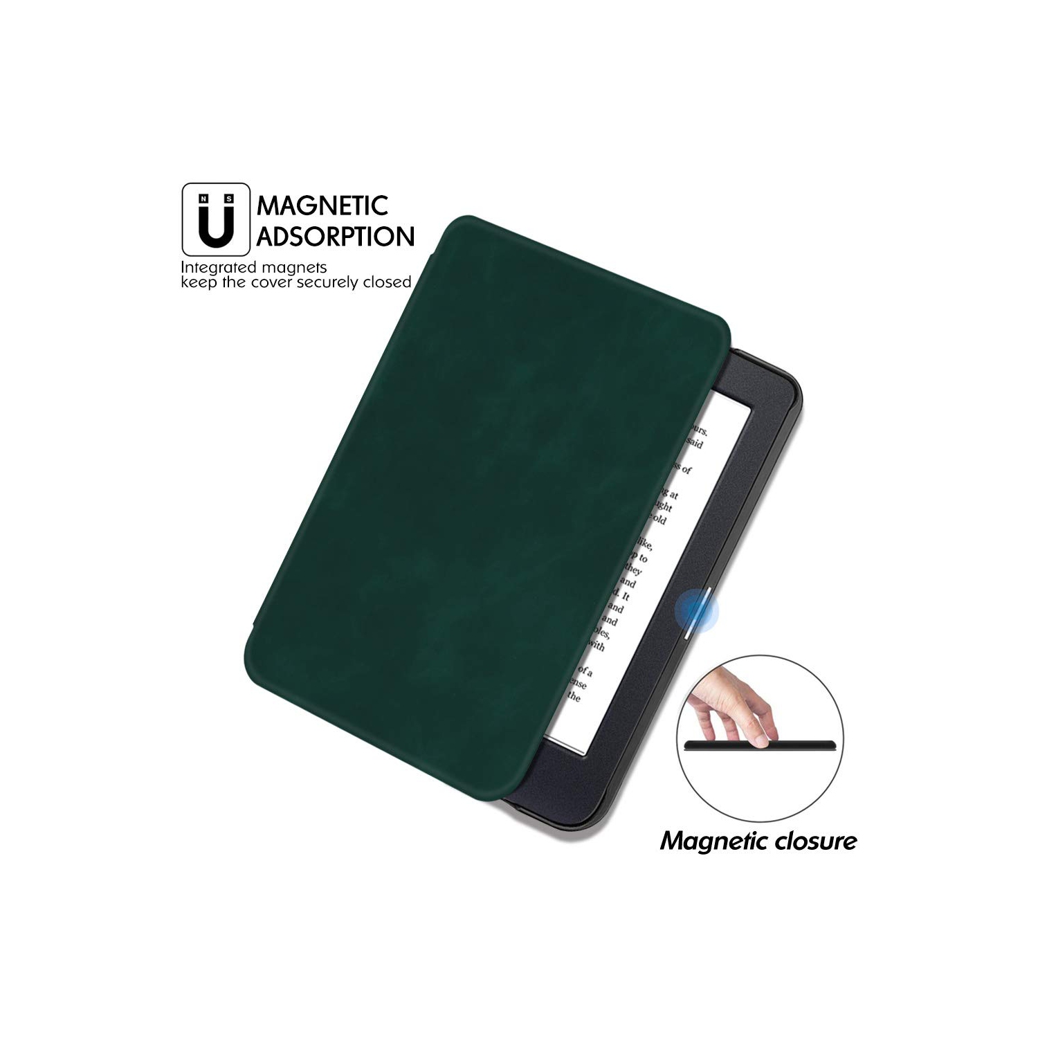 Slim Case for Kobo Clara HD - Premium PU Leather Book Folio Protective Cover with Auto Sleep & Wake (Dark Green)