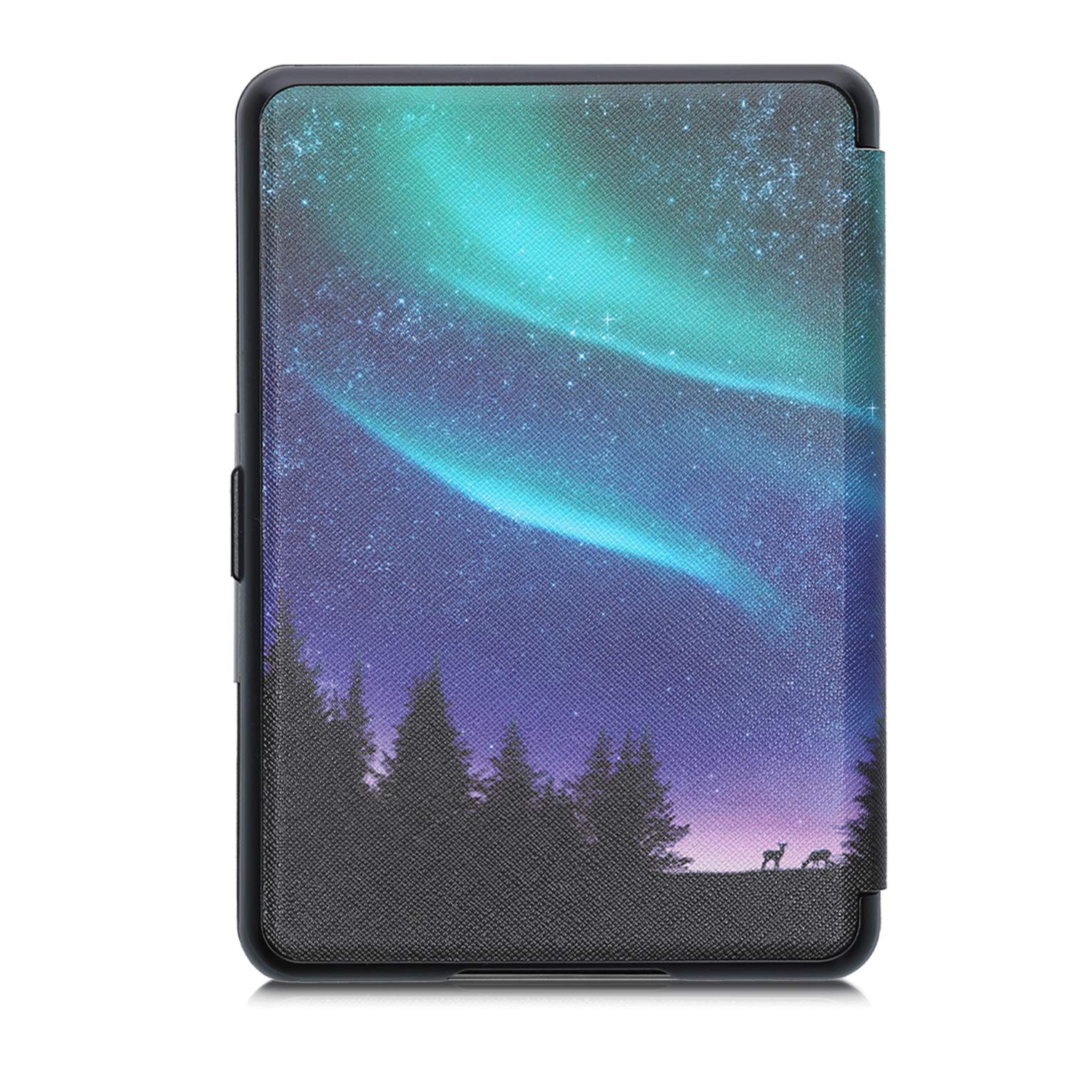 kwmobile Case Compatible with Amazon Kindle Paperwhite - Case PU e-Reader Cover - Aurora Turquoise/Blue/Bla