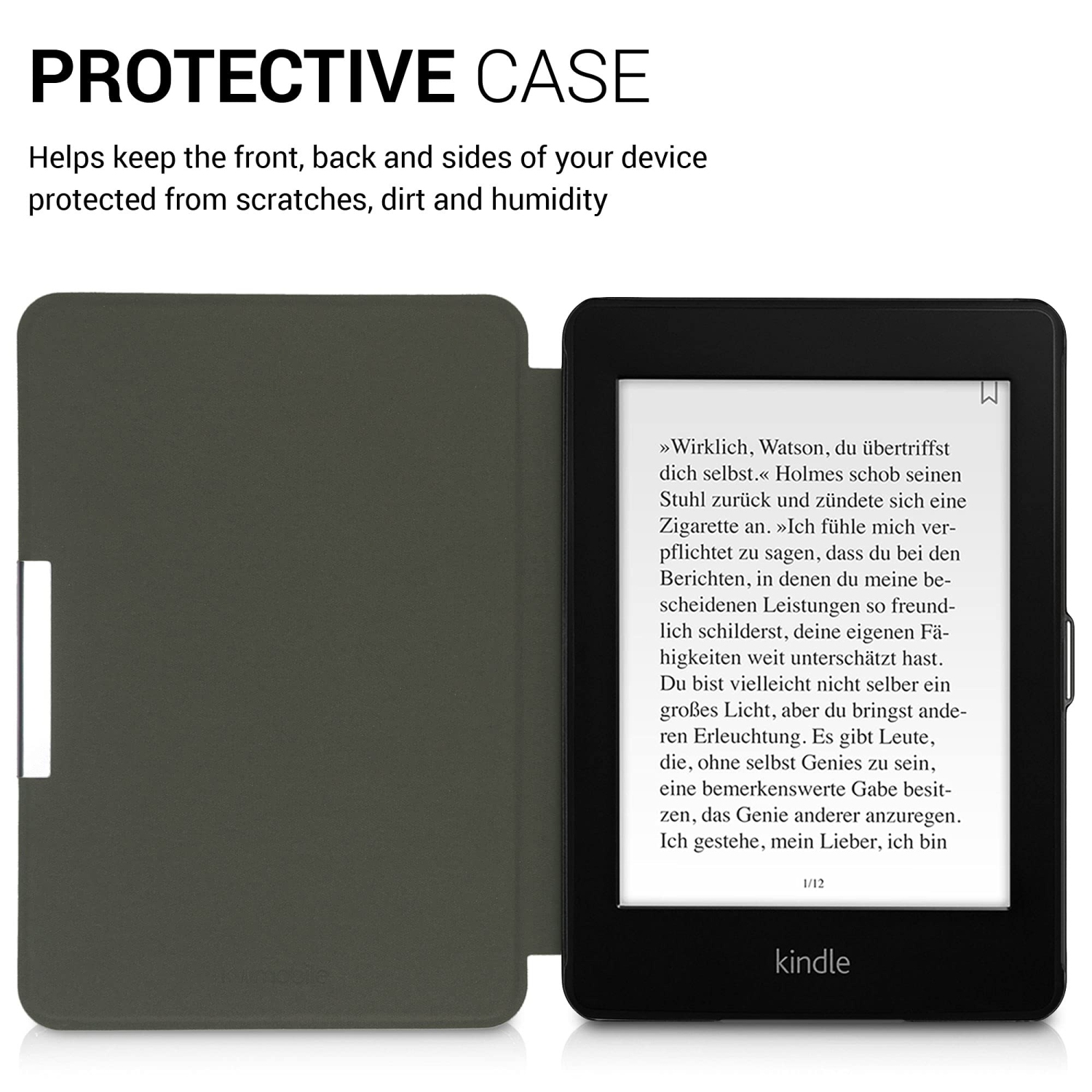 kwmobile Case Compatible with Amazon Kindle Paperwhite - Case PU e-Reader Cover - Aurora Turquoise/Blue/Bla