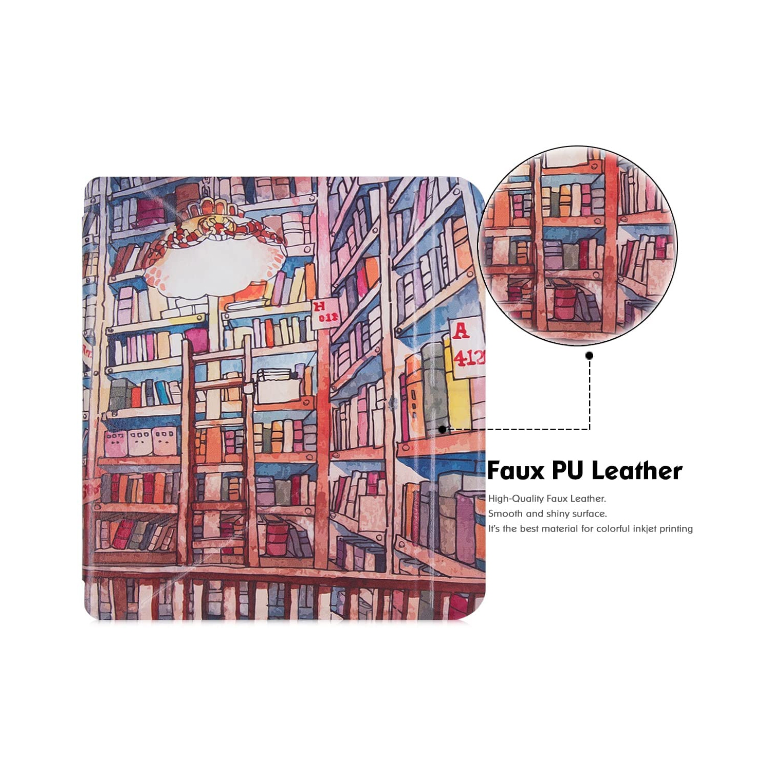 Kobo Libra 2 Case - Premium PU Leather Origami Stand Protective Cover with Auto Wake/Sleep (Bookstore)