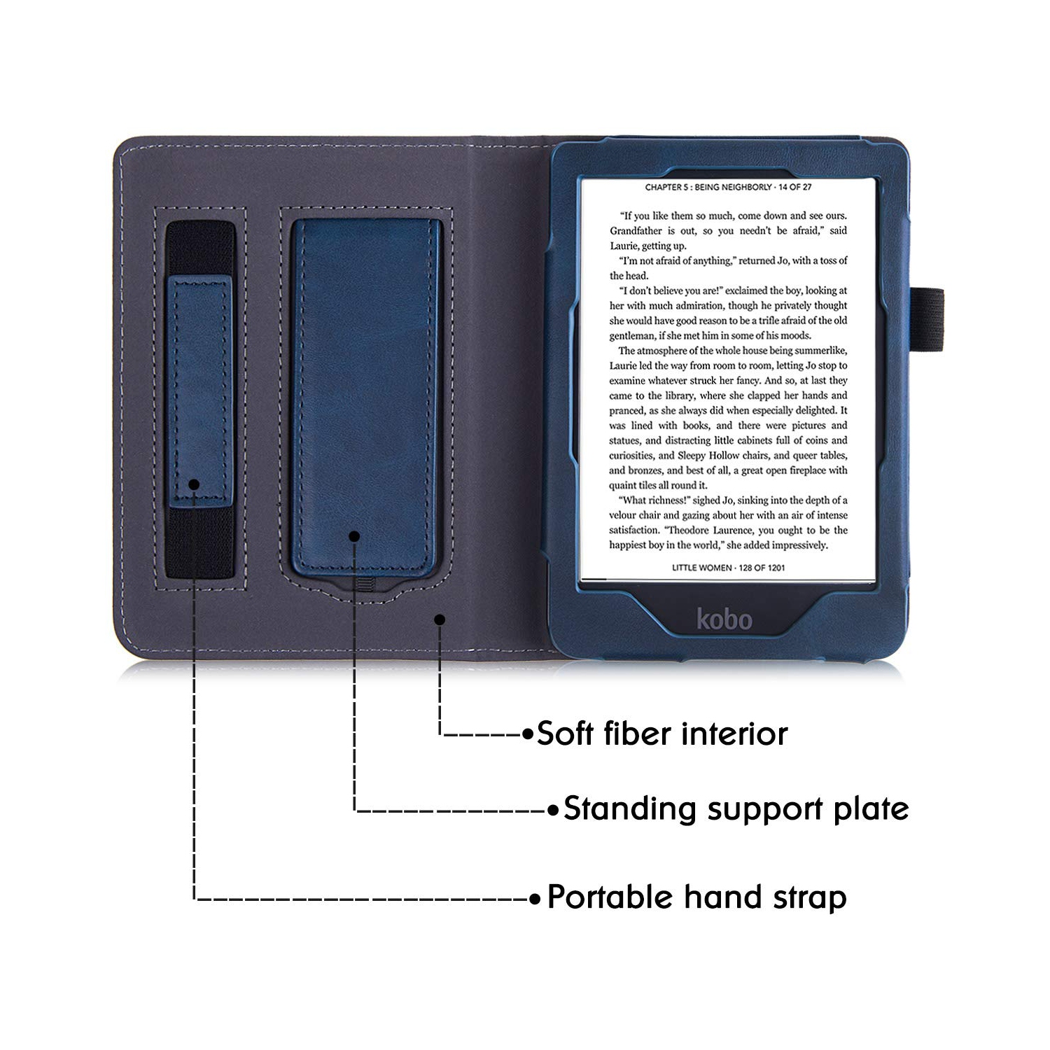 BOZHUORUI Stand Case for Kobo Clara HD eReader - Premium PU Leather Protective Sleeve Cover with