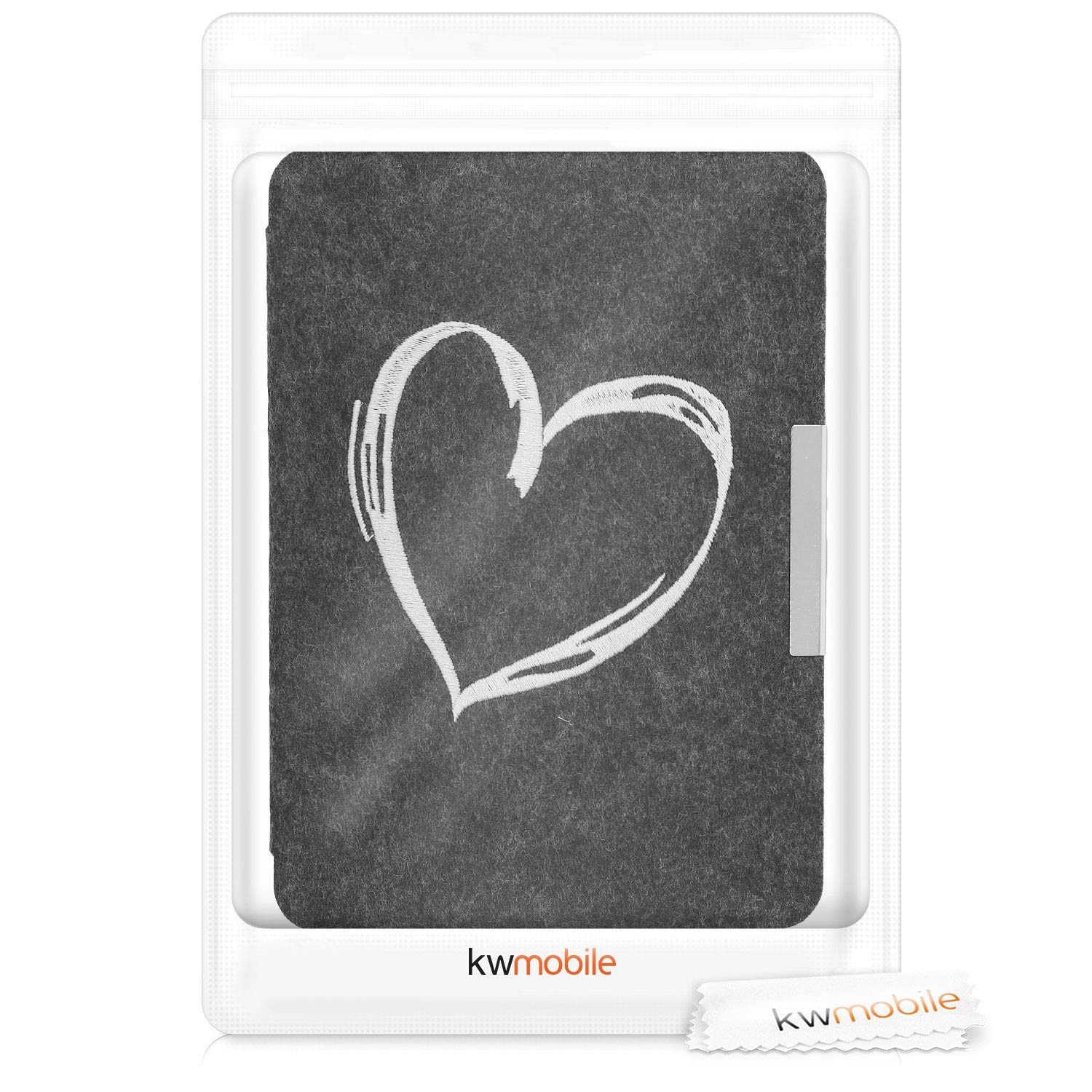 kwmobile Case Compatible with Amazon Kindle Paperwhite - Book Style Felt Fabric Protective e-Reader Cover F