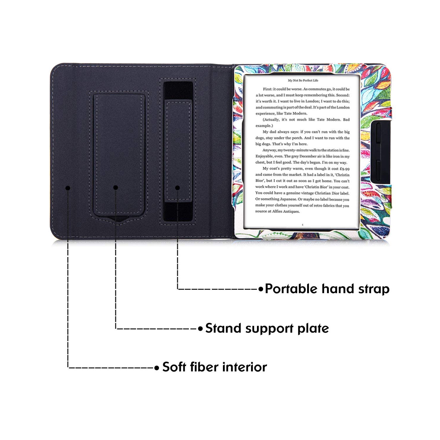 BOZHUORUI – Étui sur socle pour lecteurs électroniques Libra H2O de Kobo – Étui protecteur en cuir de polyuréthane de qualité supérieure avec