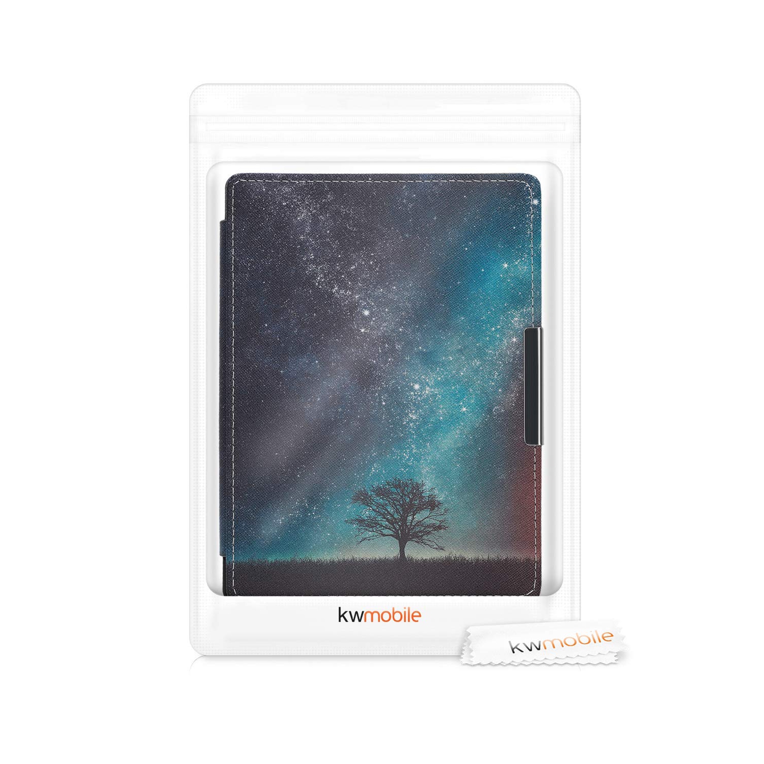 kwmobile Case Compatible with Kobo Aura H2O Edition 1 - Case PU e-Reader Cover - Cosmic Nature Blue/Grey/Black