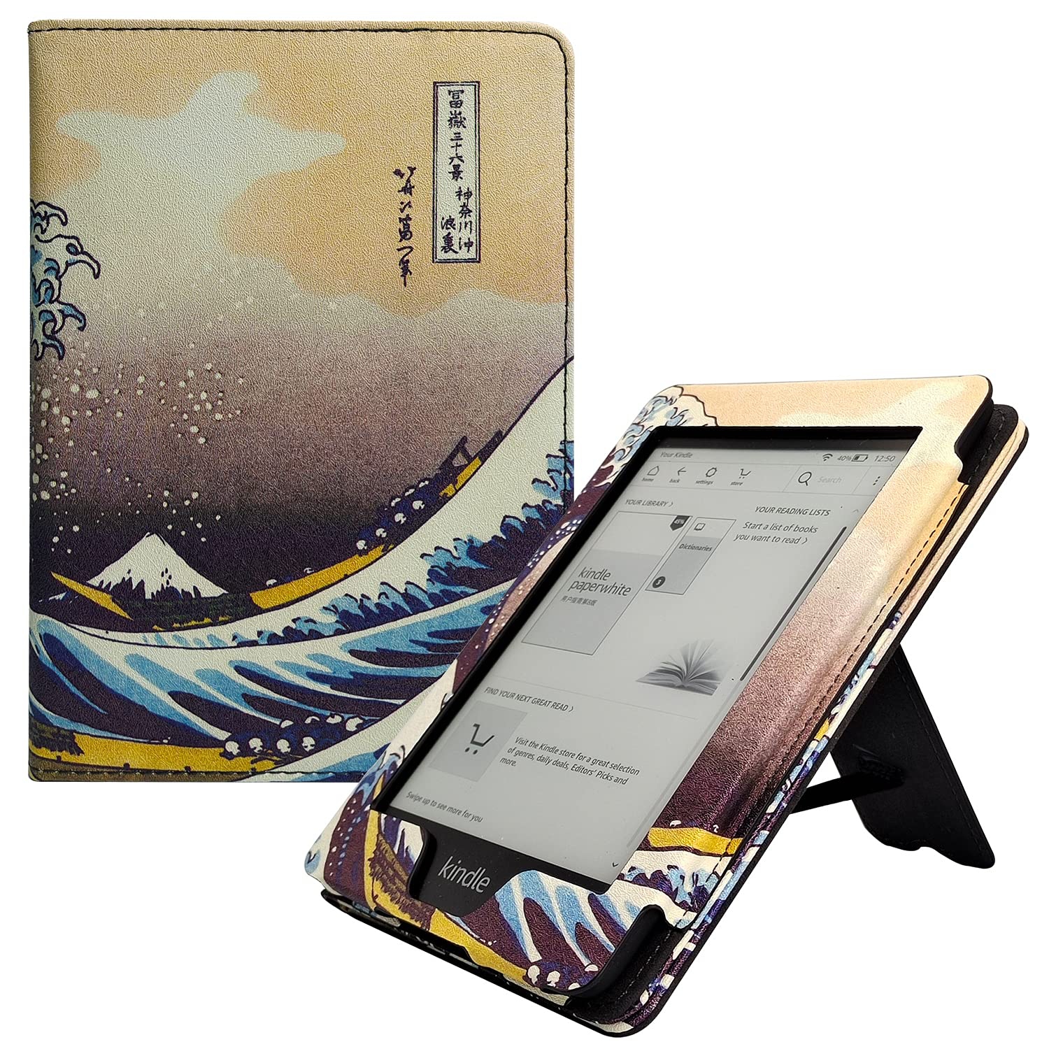 GOVTVA Kindle Paperwhite Case Fits All-New 10th Gen- 2018 / 6 Inch All Paperwhite Generations - PU Leather Sleeve Stand Cove