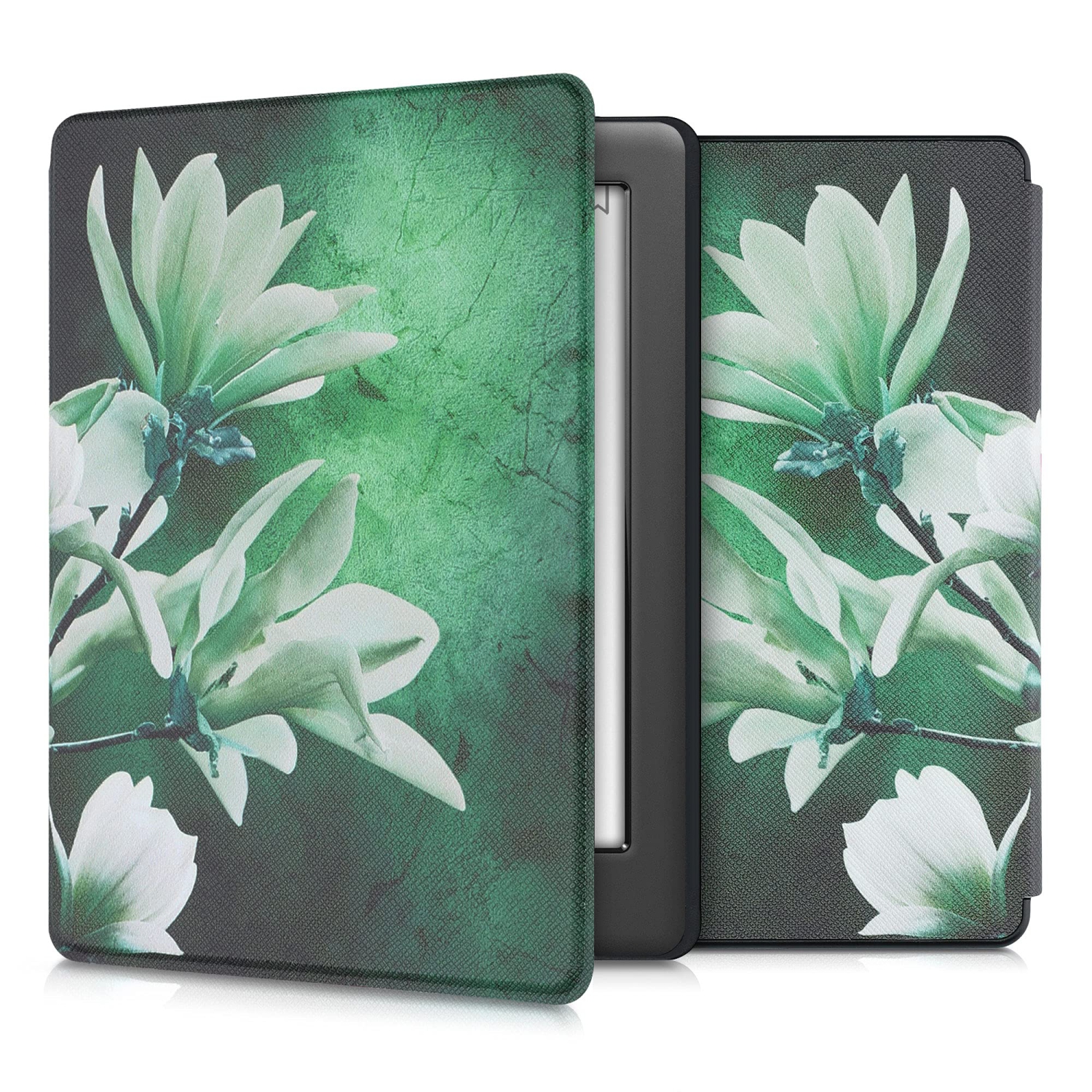 kwmobile Case Compatible with Kobo Glo HD/Touch 2.0 Case e-Reader Cover Magnolias Grey 