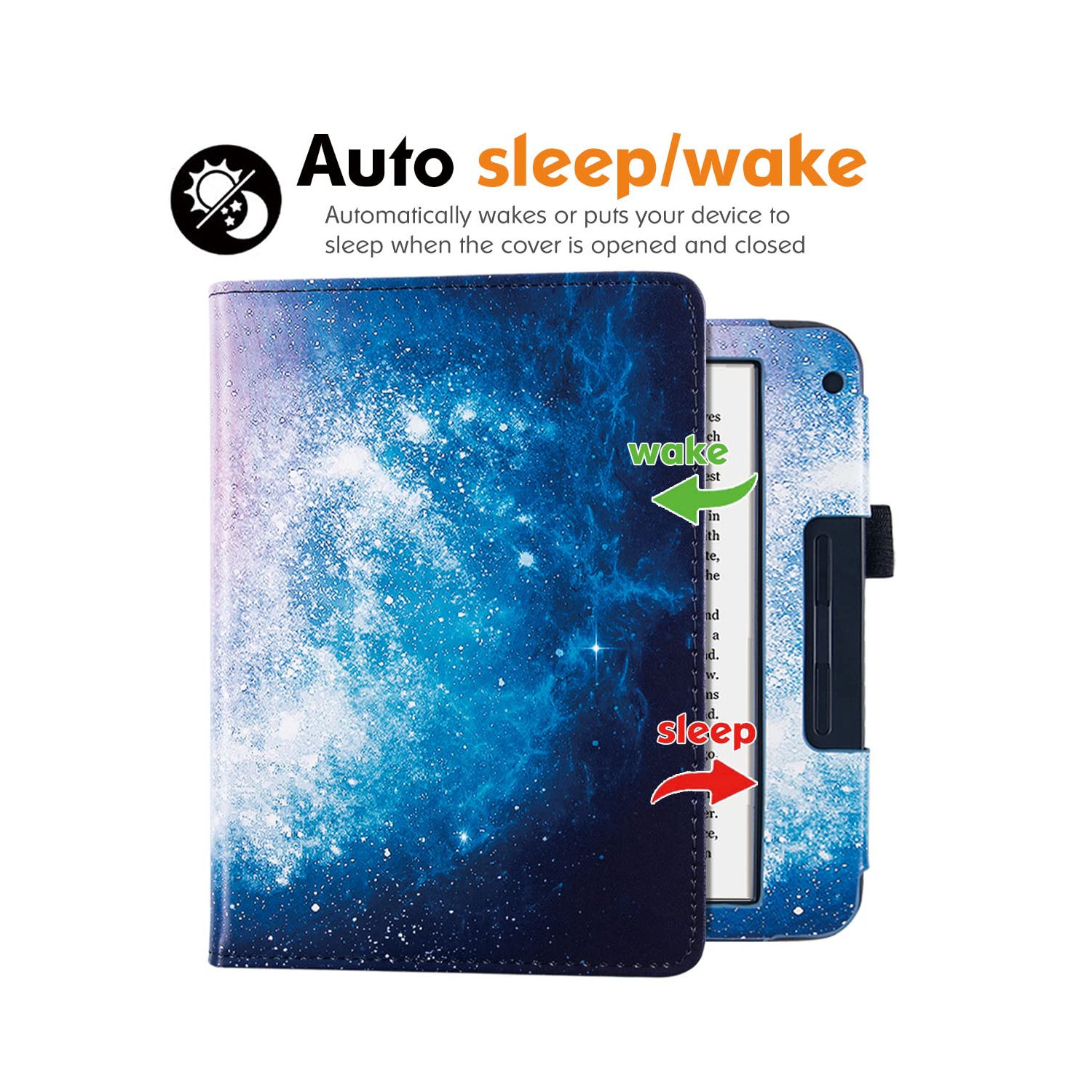 BOZHUORUI Kobo Libra 2 eReader Case with Stand - Premium PU Leather Cover with Hand Strap and Au