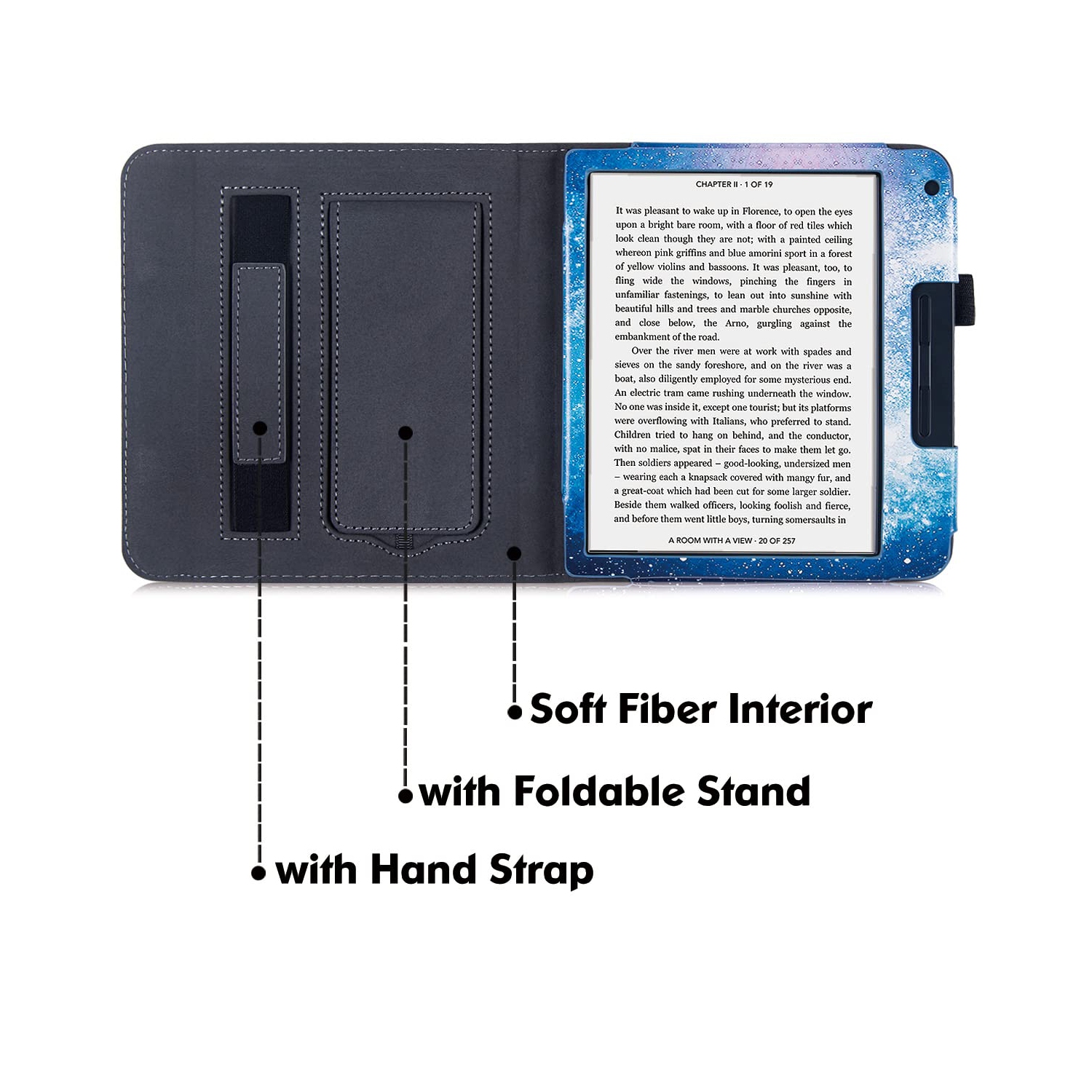 BOZHUORUI Kobo Libra 2 eReader Case with Stand - Premium PU Leather Cover with Hand Strap and Au