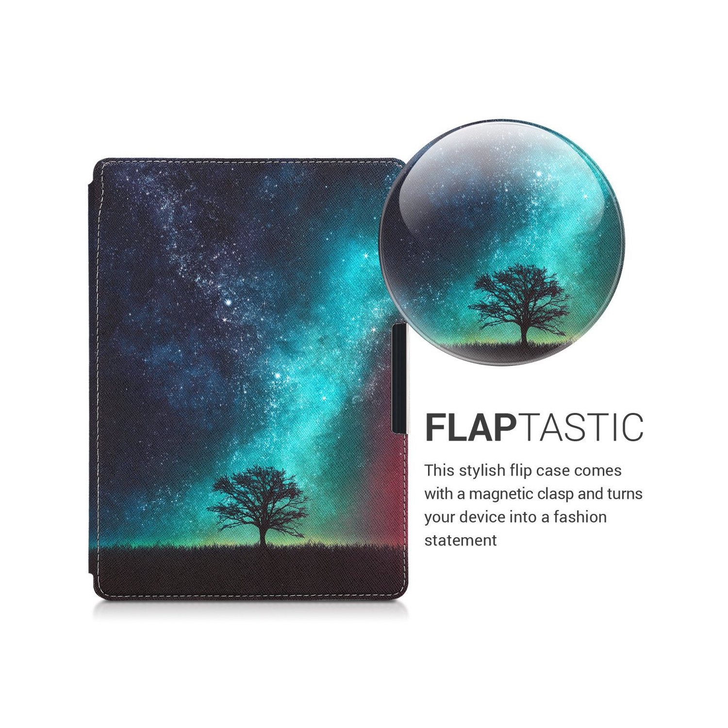 kwmobile Case Compatible with Kobo Aura ONE Case - eReader Cover - Cosmic Nature Blue/Grey/Black