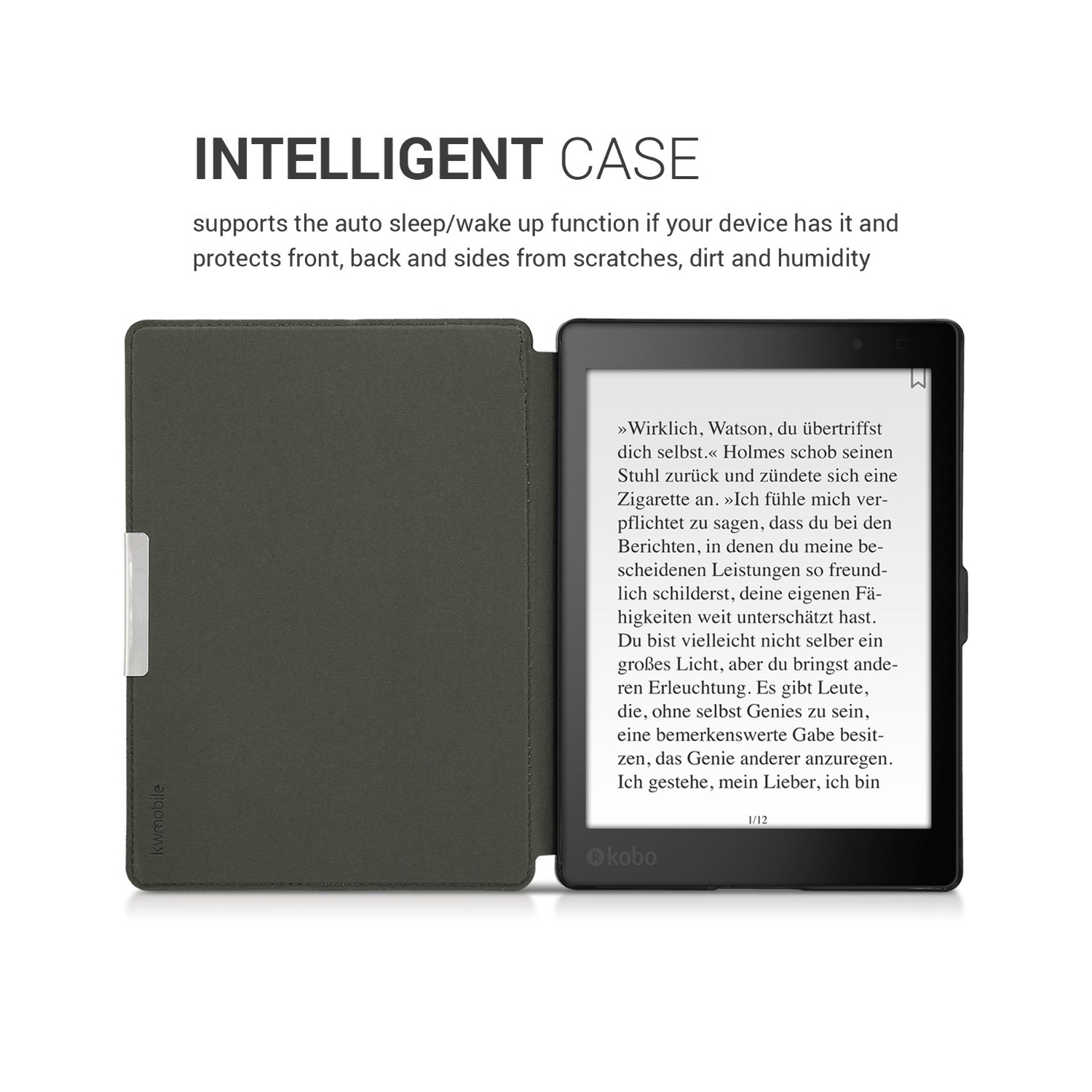 kwmobile Case Compatible with Kobo Aura ONE Case - eReader Cover - Cosmic Nature Blue/Grey/Black