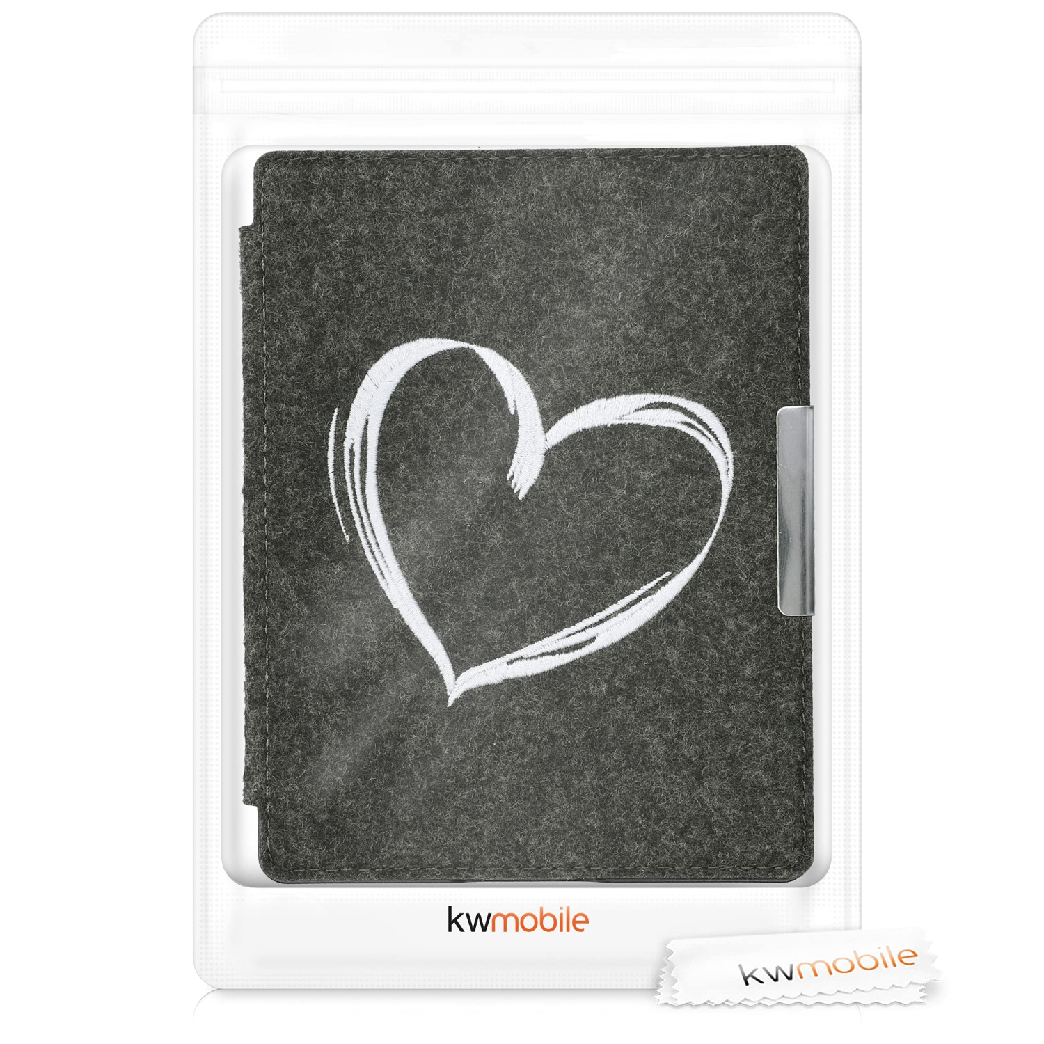 kwmobile Case Compatible with Kobo Aura H2O Edition 2 - Book Style Felt Fabric Protective e-Reader Cover Folio Case - Brushe