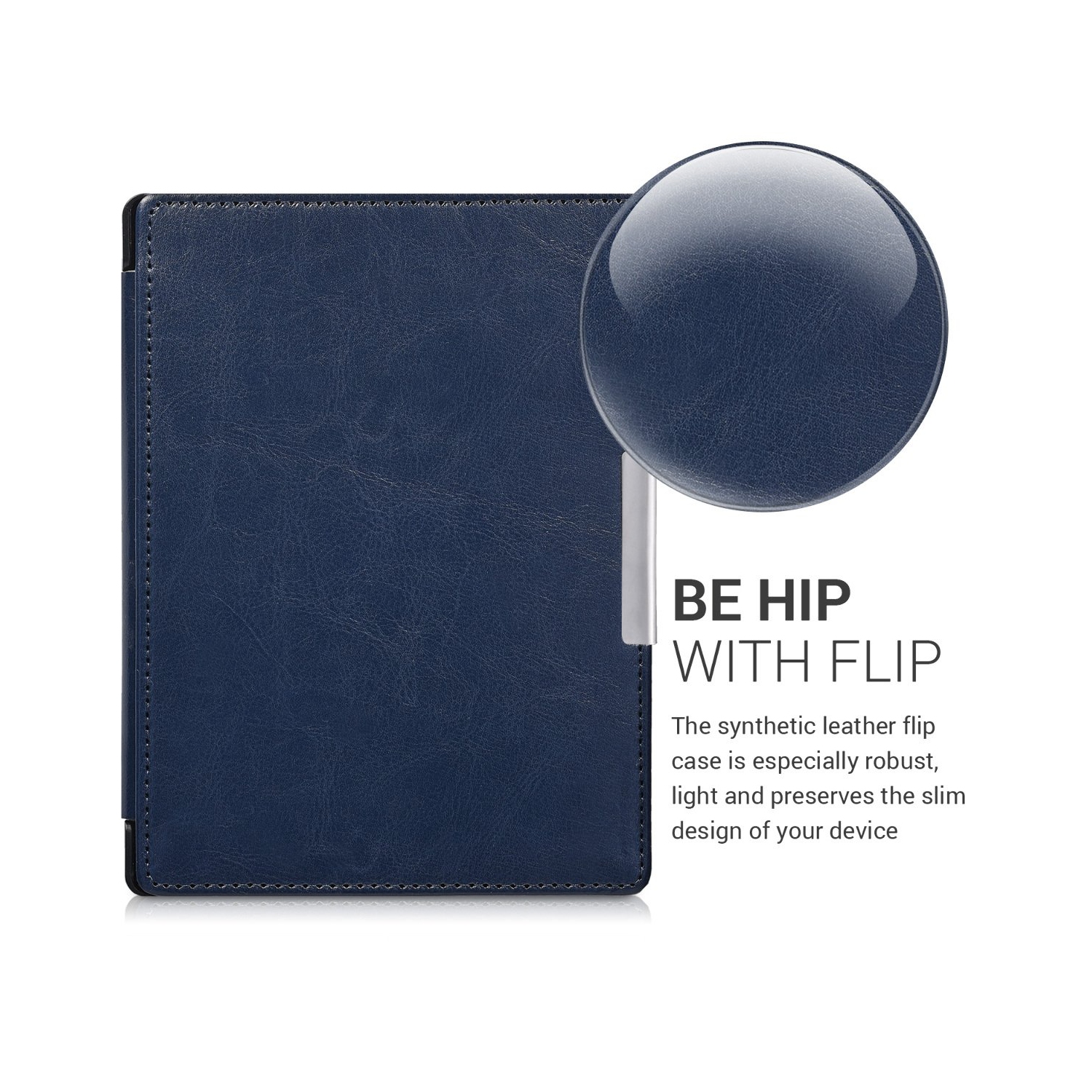 kwmobile Case Compatible with Kobo Aura H2O Edition 1 Case - Cover for eReader with Magnetic Closure - Dark Blue