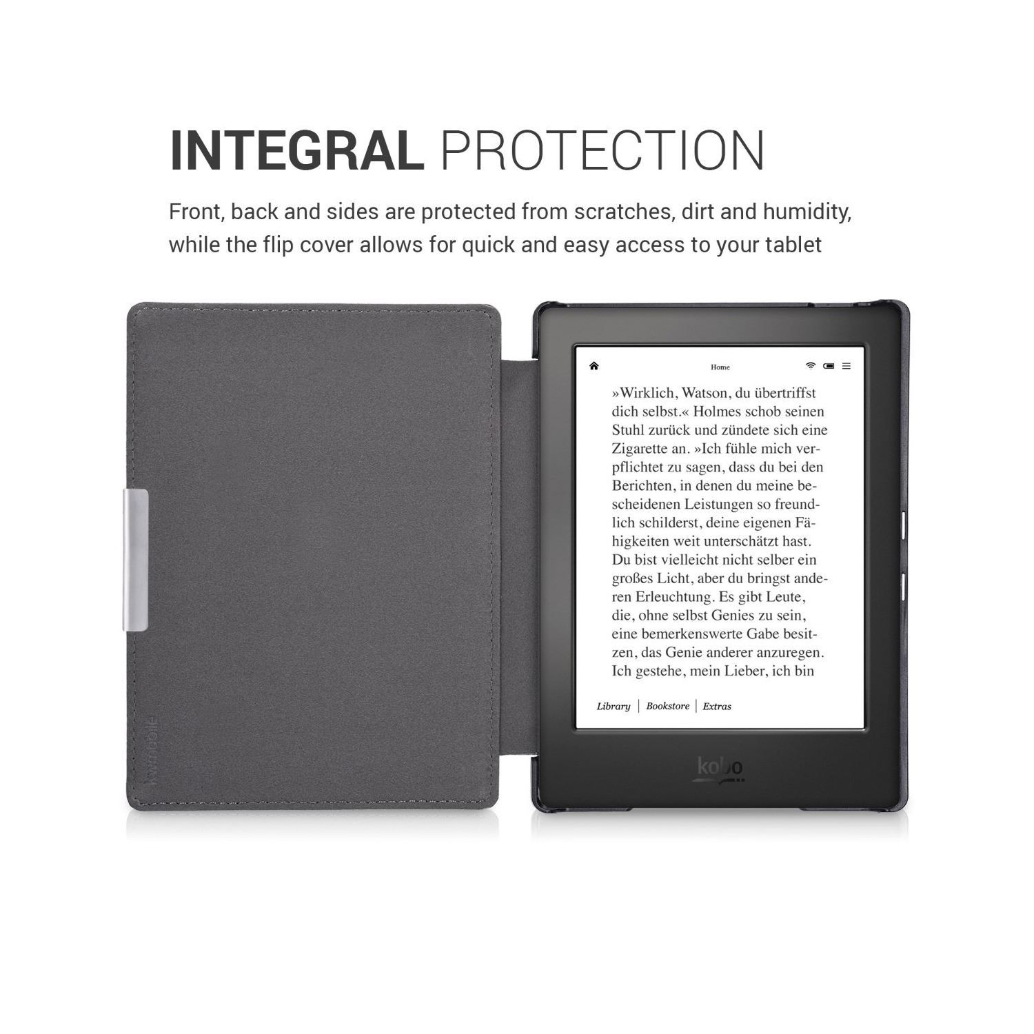 kwmobile Case Compatible with Kobo Aura H2O Edition 1 Case - Cover for eReader with Magnetic Closure - Dark Blue