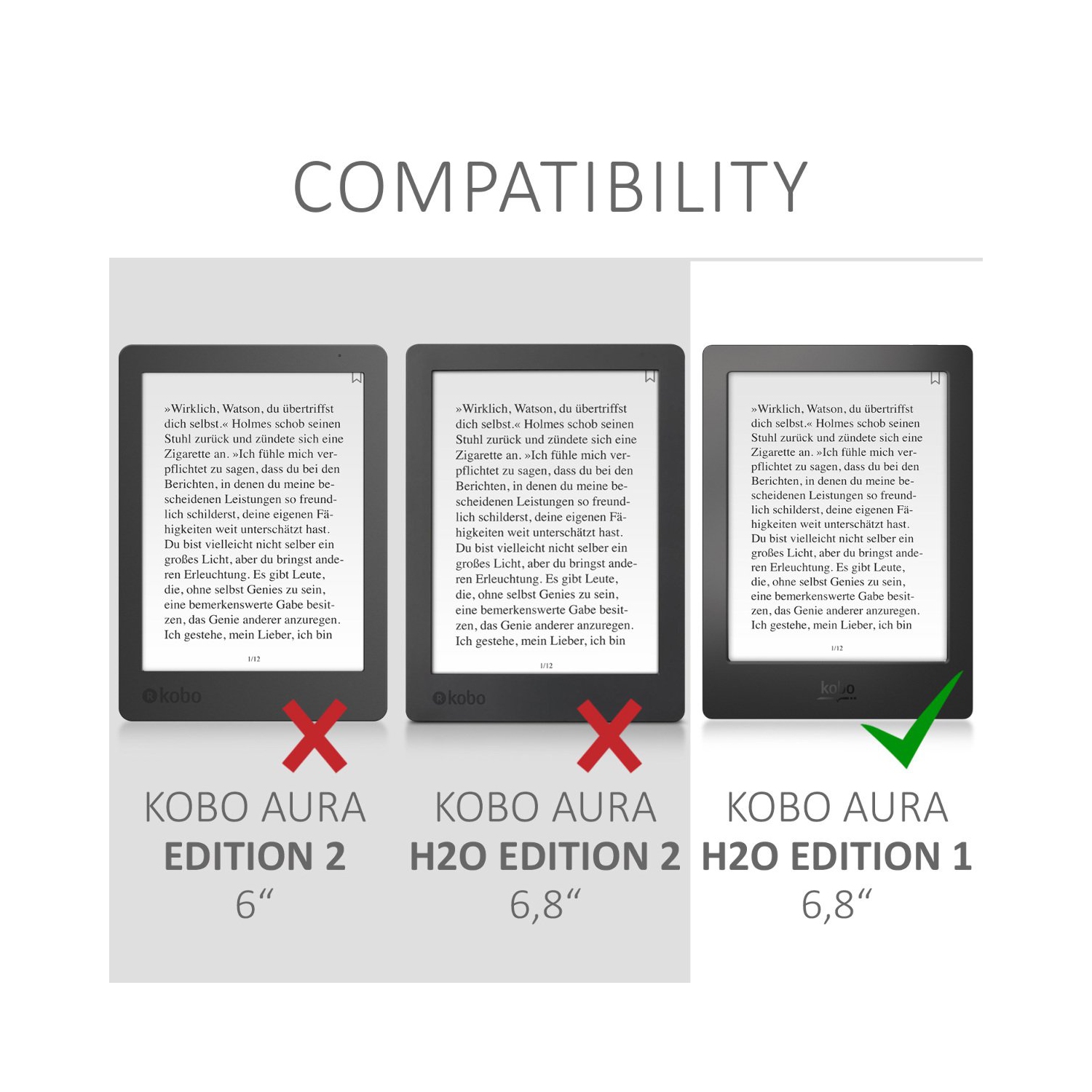 kwmobile Case Compatible with Kobo Aura H2O Edition 1 Case - Cover for eReader with Magnetic Closure - Dark Blue