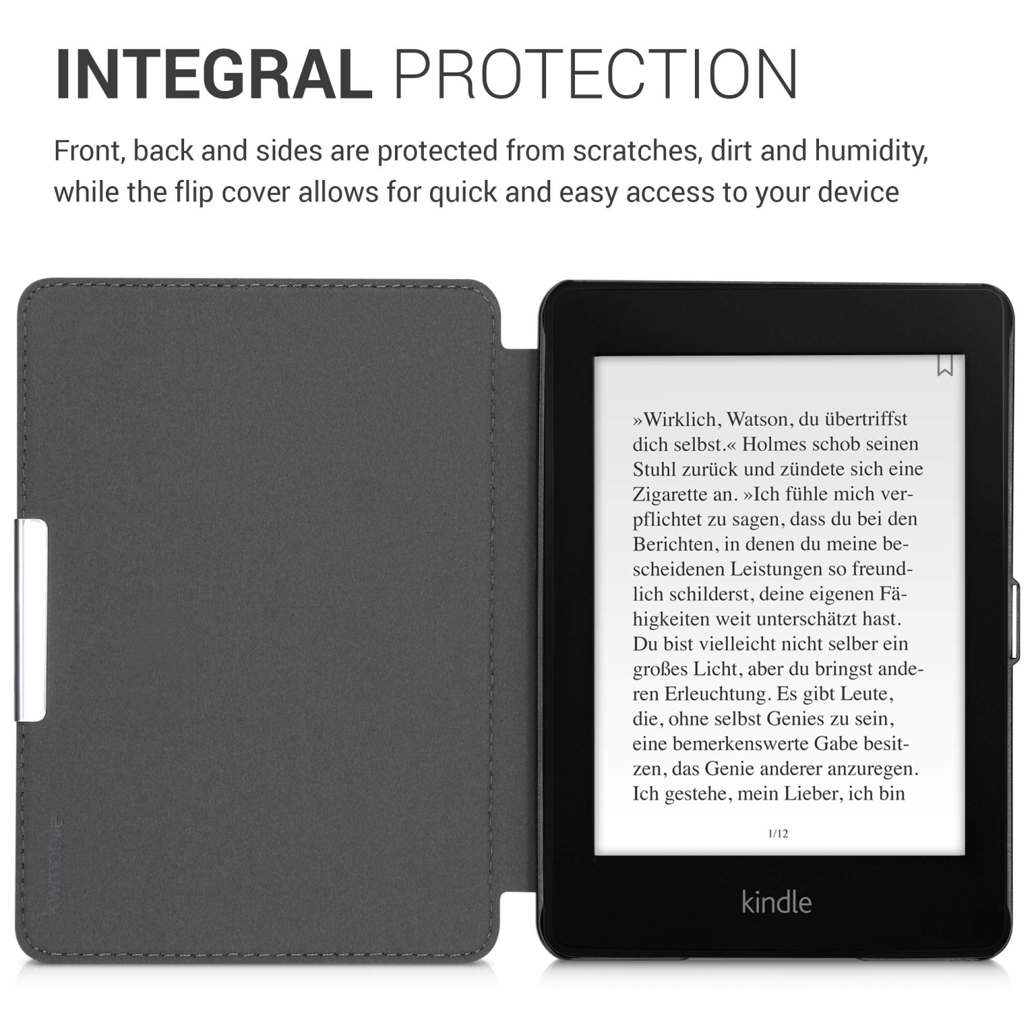 kwmobile Case Compatible with Amazon Kindle Paperwhite - Case e-Reader Cover - Brushed Heart Dark Red