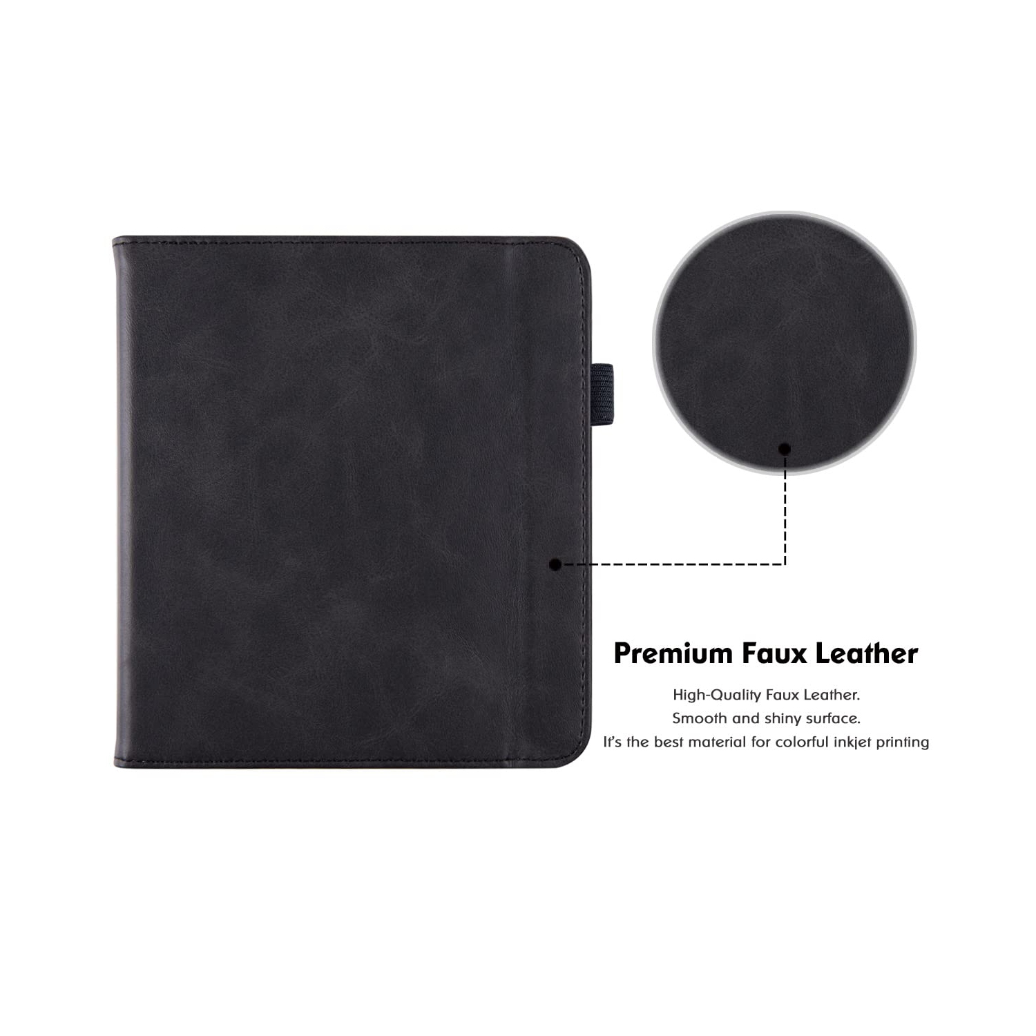 Kobo Libra 2 Case with Stand - Premium PU Leather Bookcover with Hand Strap and Auto Sleep/Wake (Rock Black)
