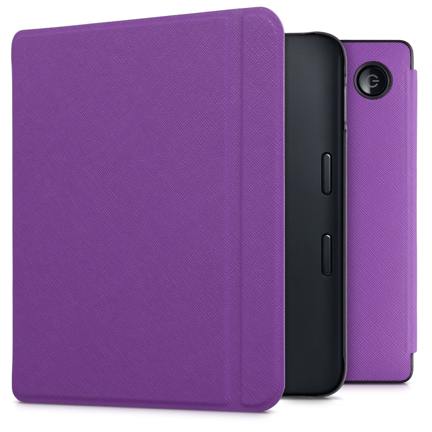 Étui kwMobile compatible avec la Libra 2 de Kobo - Étui folio en cuir de polyuréthane pour liseuse de style livre - Violet